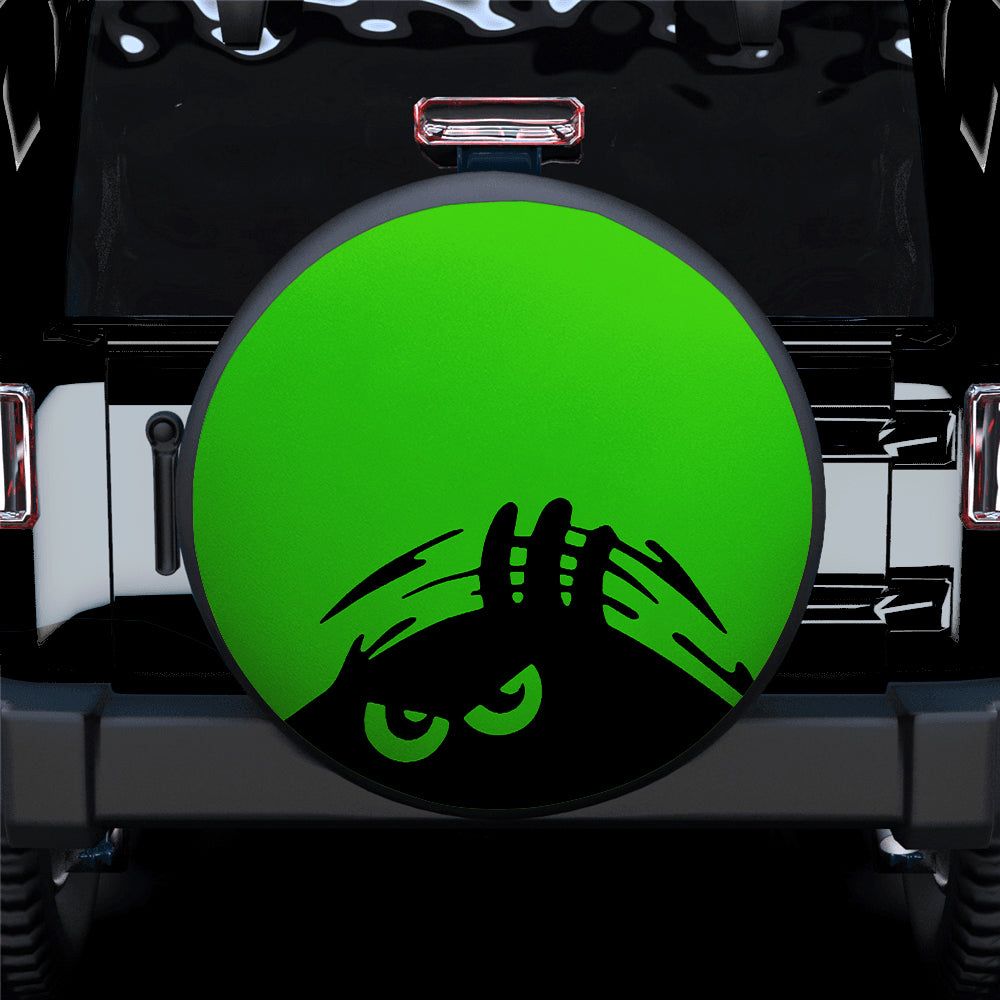 Evil Monster Peeping Peek A Boo Funny Green Jeep Car Spare Tire Covers Gift For Campers Nearkii