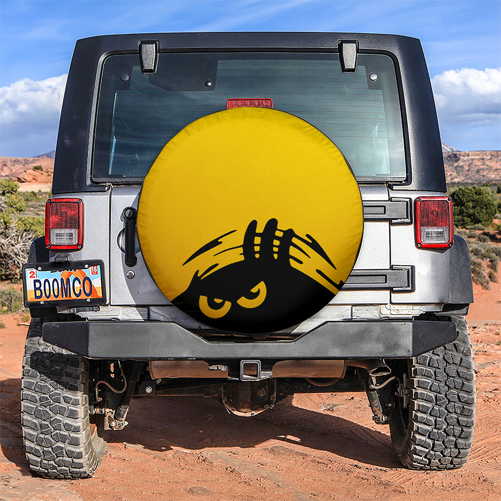 Evil Monster Peeping Peek A Boo Funny Yellow Jeep Car Spare Tire Covers Gift For Campers Nearkii