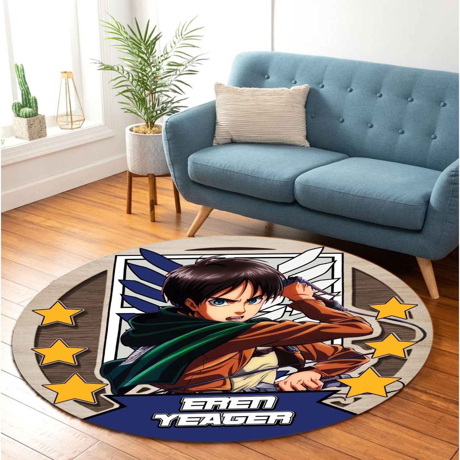 Attack On Titan Eren Yeager Round Carpet Rug Bedroom Livingroom Home Decor Nearkii