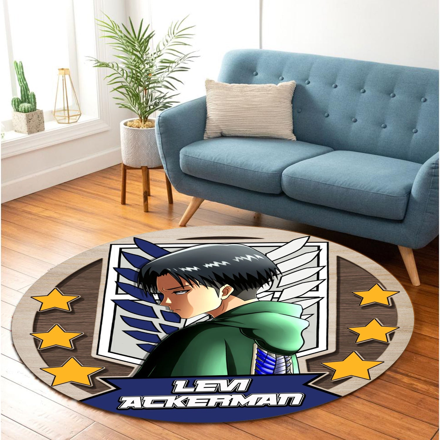 Attack On Titan Levi Ackerman Round Carpet Rug Bedroom Livingroom Home Decor Nearkii