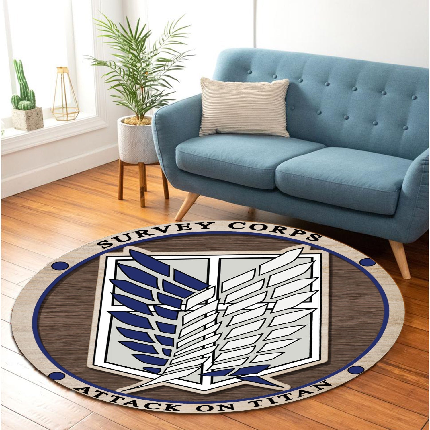 Attack On Titan Survey Corps Round Carpet Rug Bedroom Livingroom Home Decor Nearkii