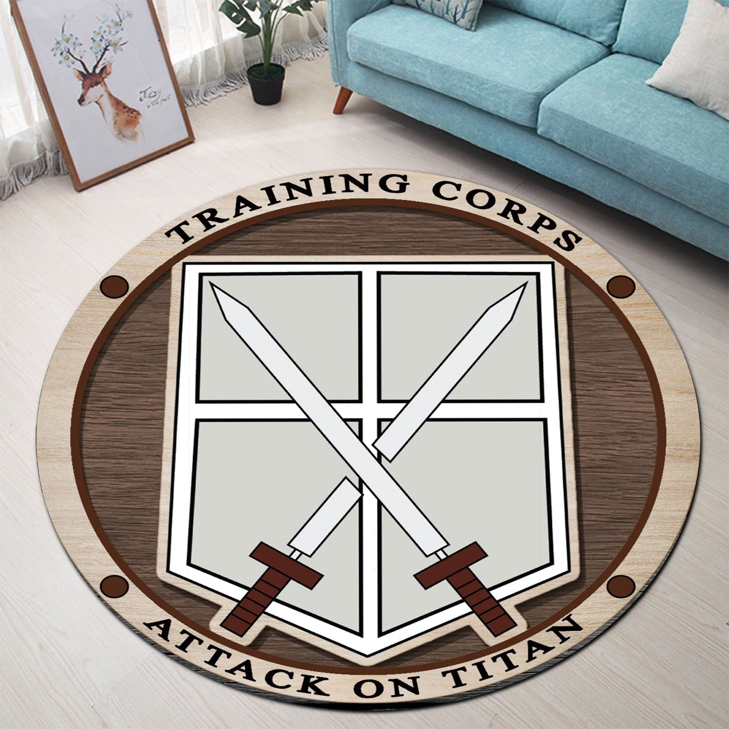 Attack On Titan Training Corps Round Carpet Rug Bedroom Livingroom Home Decor Nearkii