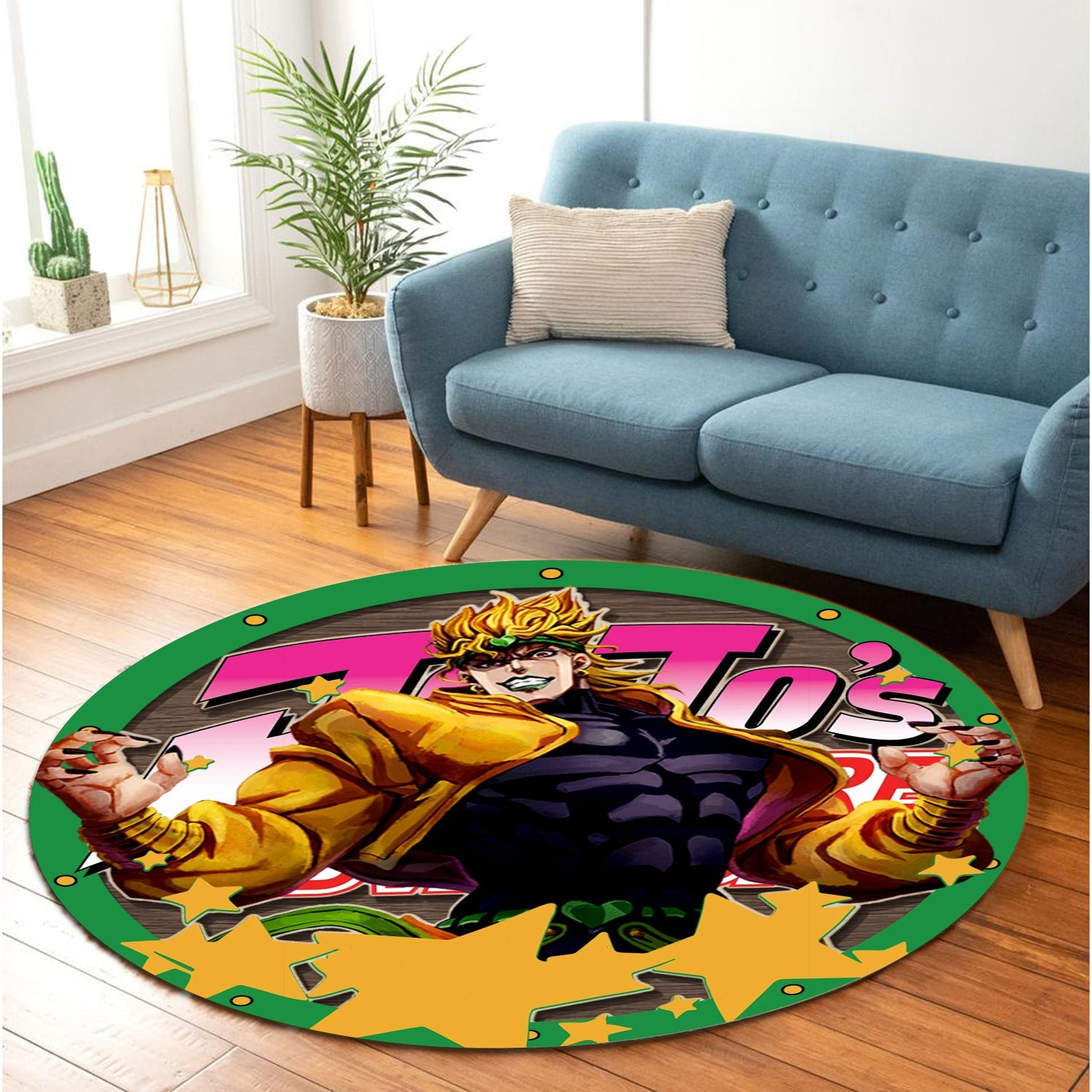 Jojo Bizarre Adventure Dio Brando Round Carpet Rug Bedroom Livingroom Home Decor Nearkii