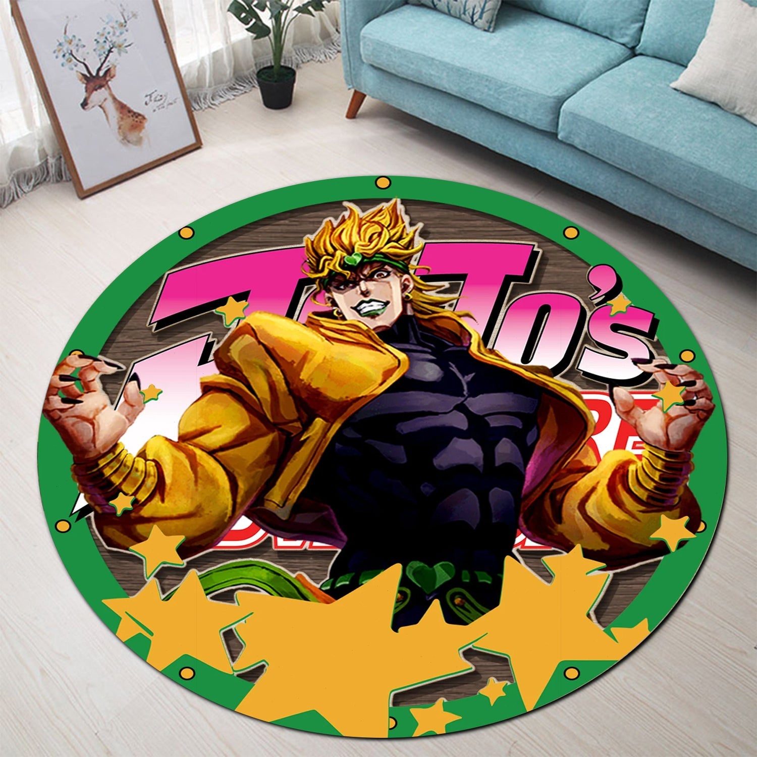 Jojo Bizarre Adventure Dio Brando Round Carpet Rug Bedroom Livingroom Home Decor Nearkii