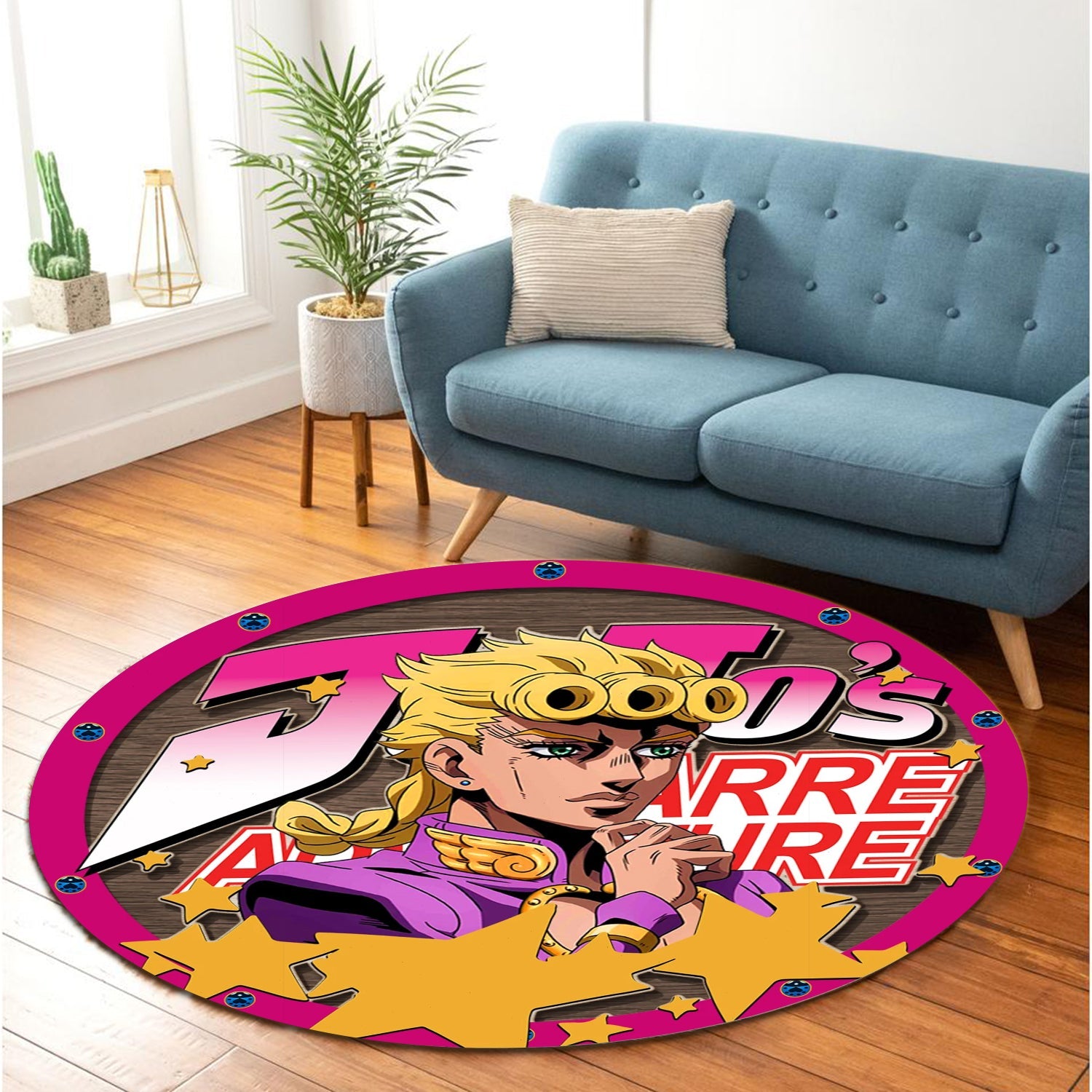 Jojo Bizarre Adventure Giorno Giovanna Round Carpet Rug Bedroom Livingroom Home Decor Nearkii