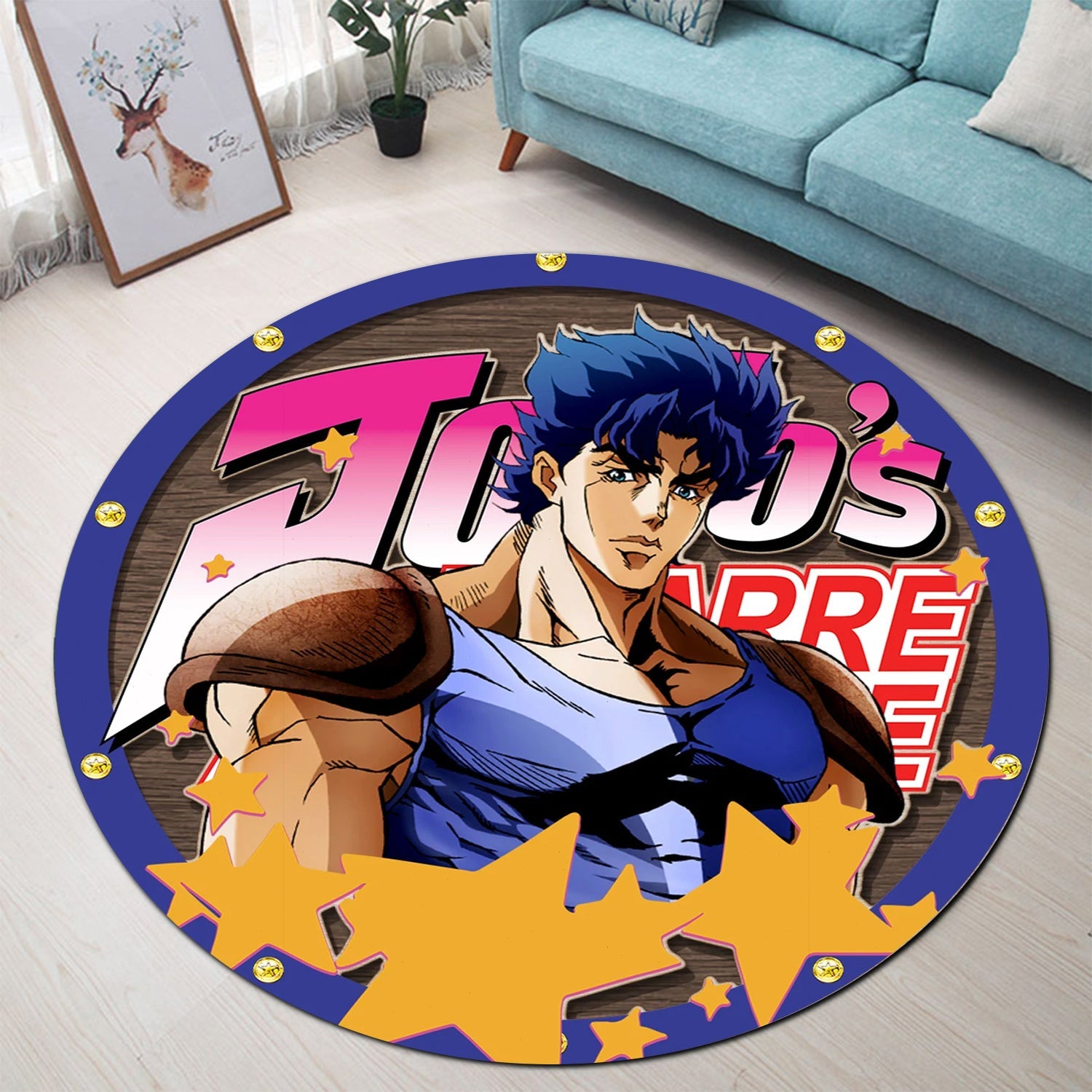 Jojo Bizarre Adventure Jonathan Joestar Round Carpet Rug Bedroom Livingroom Home Decor Nearkii