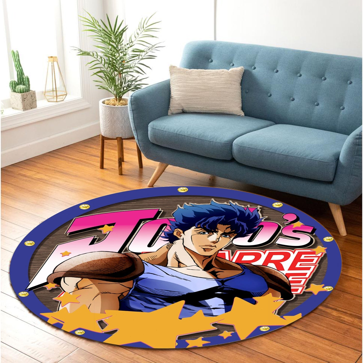 Jojo Bizarre Adventure Jonathan Joestar Round Carpet Rug Bedroom Livingroom Home Decor Nearkii