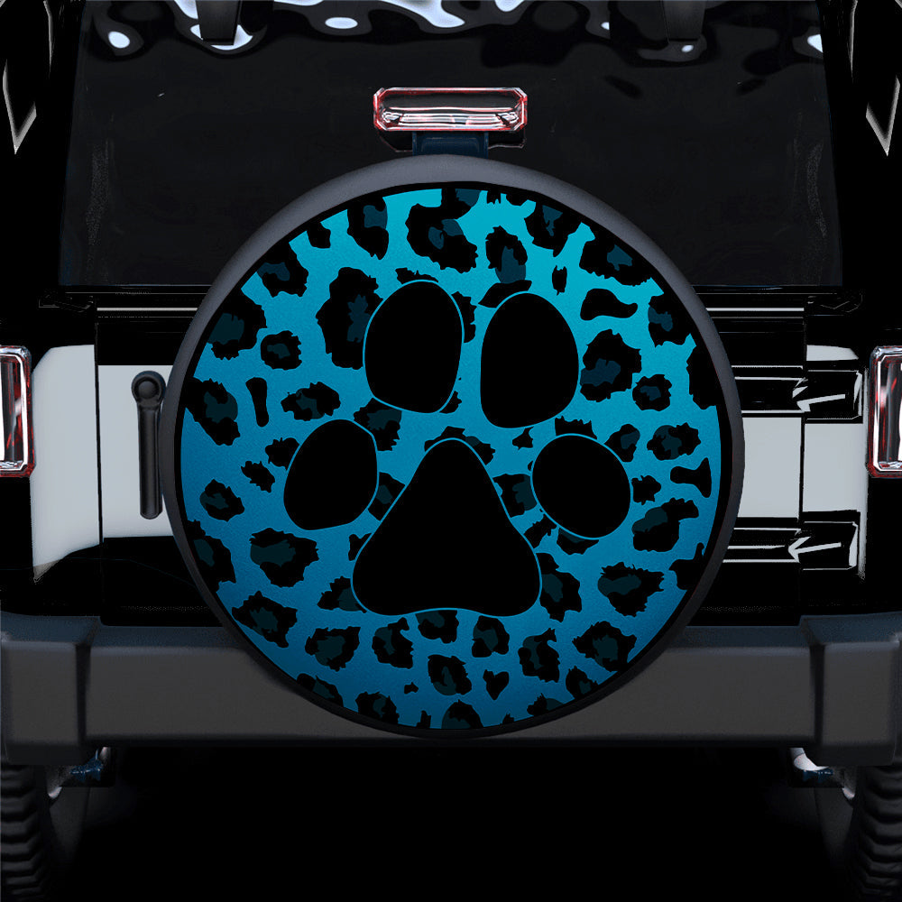 Blue Cute Dog Paw Cheetah Leopard Jaguar Pattern Jeep Car Spare Tire Covers Gift For Campers Nearkii