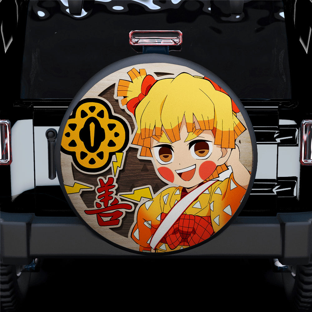 Demon Slayer Zenitsu Agatsuma Anime Wood Jeep Car Spare Tire Covers Gift For Campers Nearkii