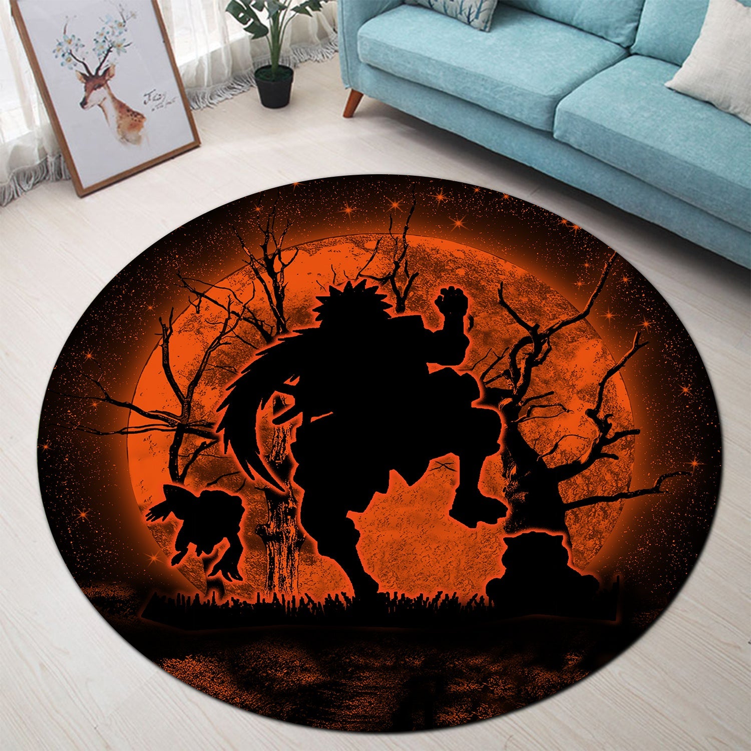 Jiraiya Moonlight Round Carpet Rug Bedroom Livingroom Home Decor Nearkii