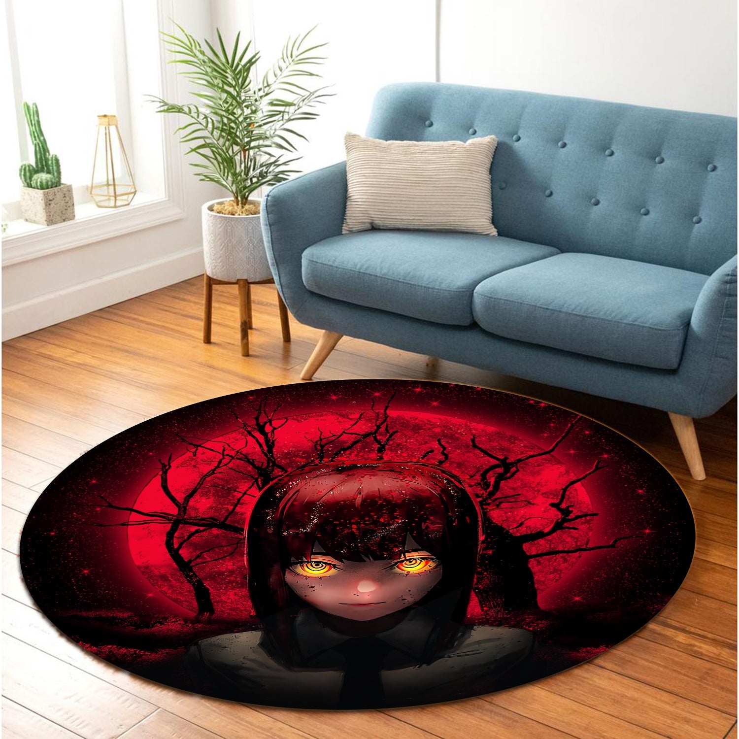 Makima Chainsaw Man 2 Moonlight Round Carpet Rug Bedroom Livingroom Home Decor Nearkii