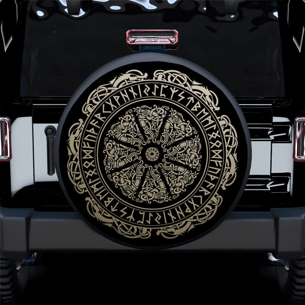 Norse Runes And Dragons Viking Jeep Car Spare Tire Covers Gift For Campers Nearkii