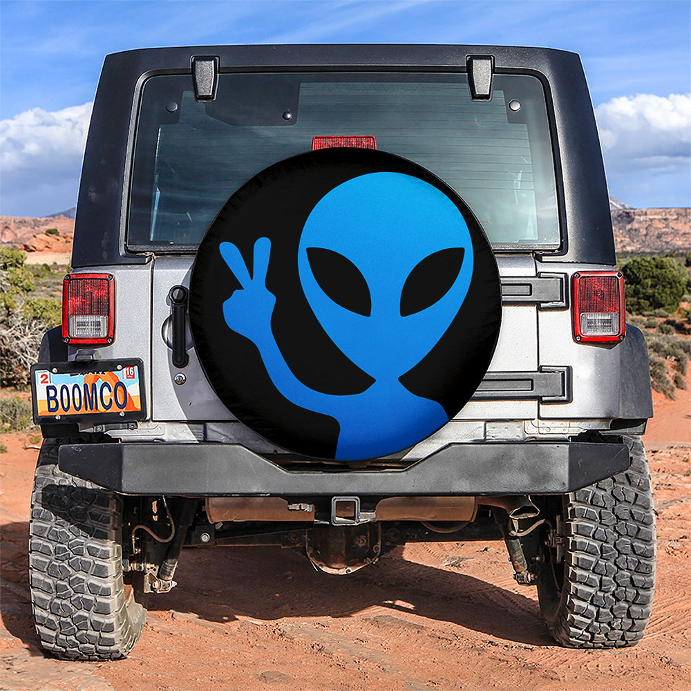 Alien Say Hi Blue Jeep Car Spare Tire Covers Gift For Campers Nearkii