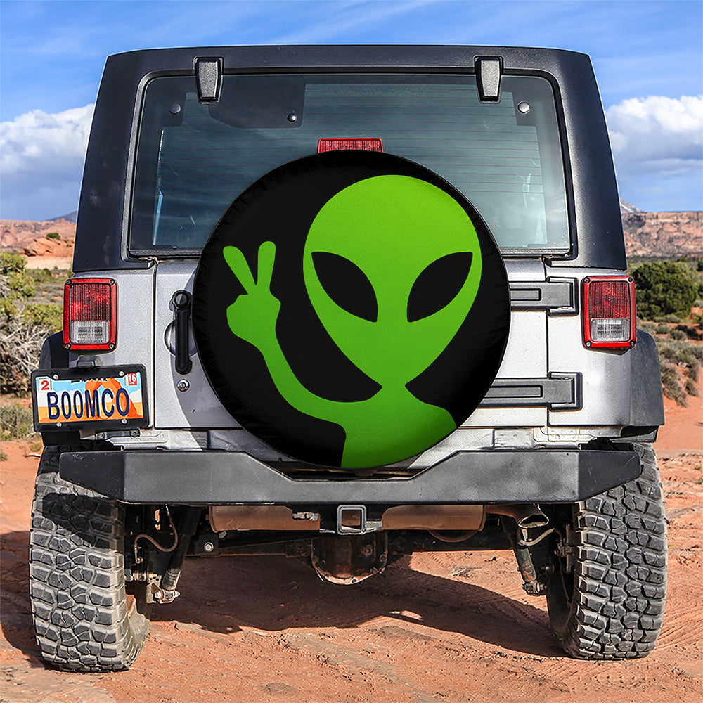 Alien Say Hi Green Jeep Car Spare Tire Covers Gift For Campers Nearkii