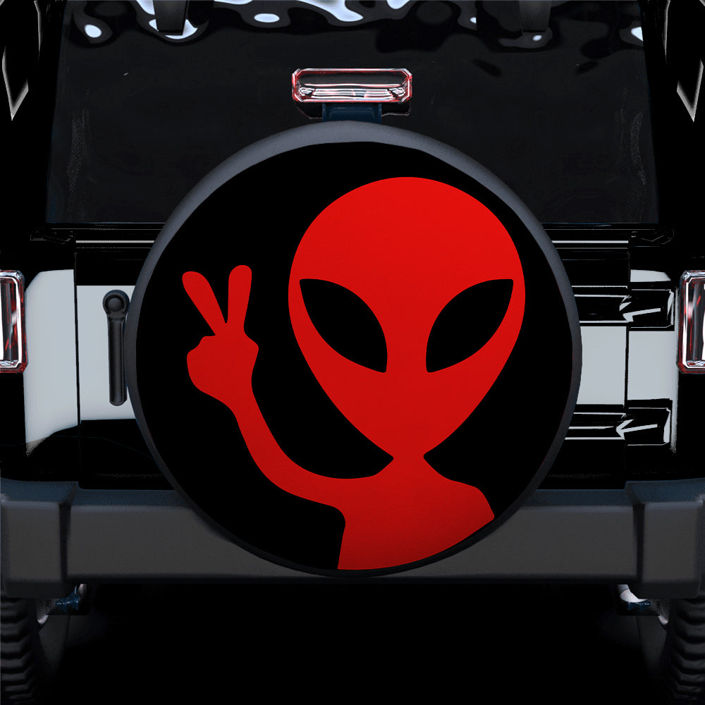 Alien Say Hi Red Jeep Car Spare Tire Covers Gift For Campers Nearkii