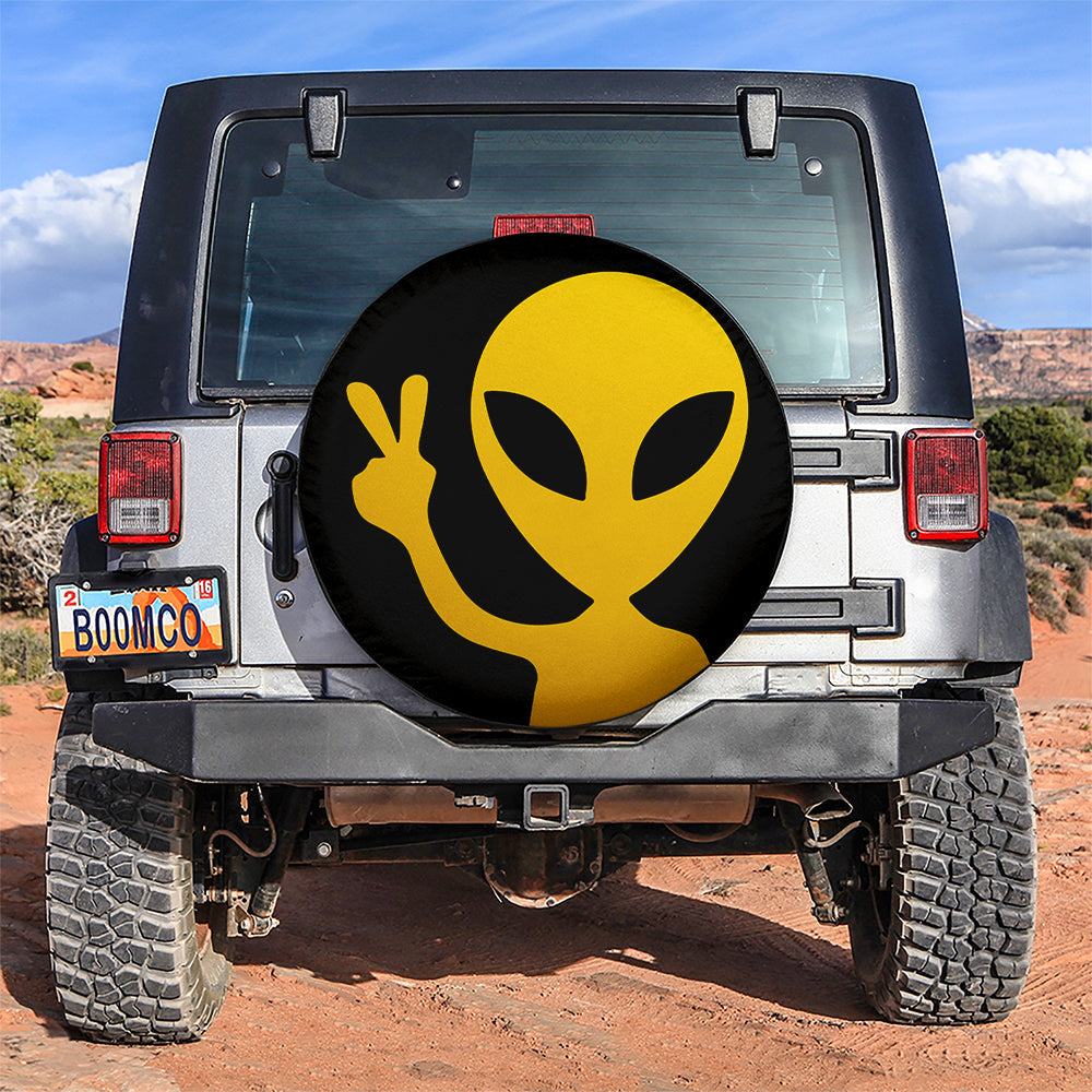 Alien Say Hi Yellow Jeep Car Spare Tire Covers Gift For Campers Nearkii