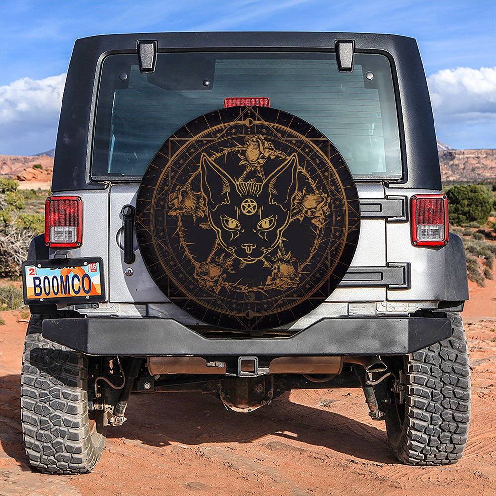 Mystical Cat Jeep Car Spare Tire Covers Gift For Campers Nearkii