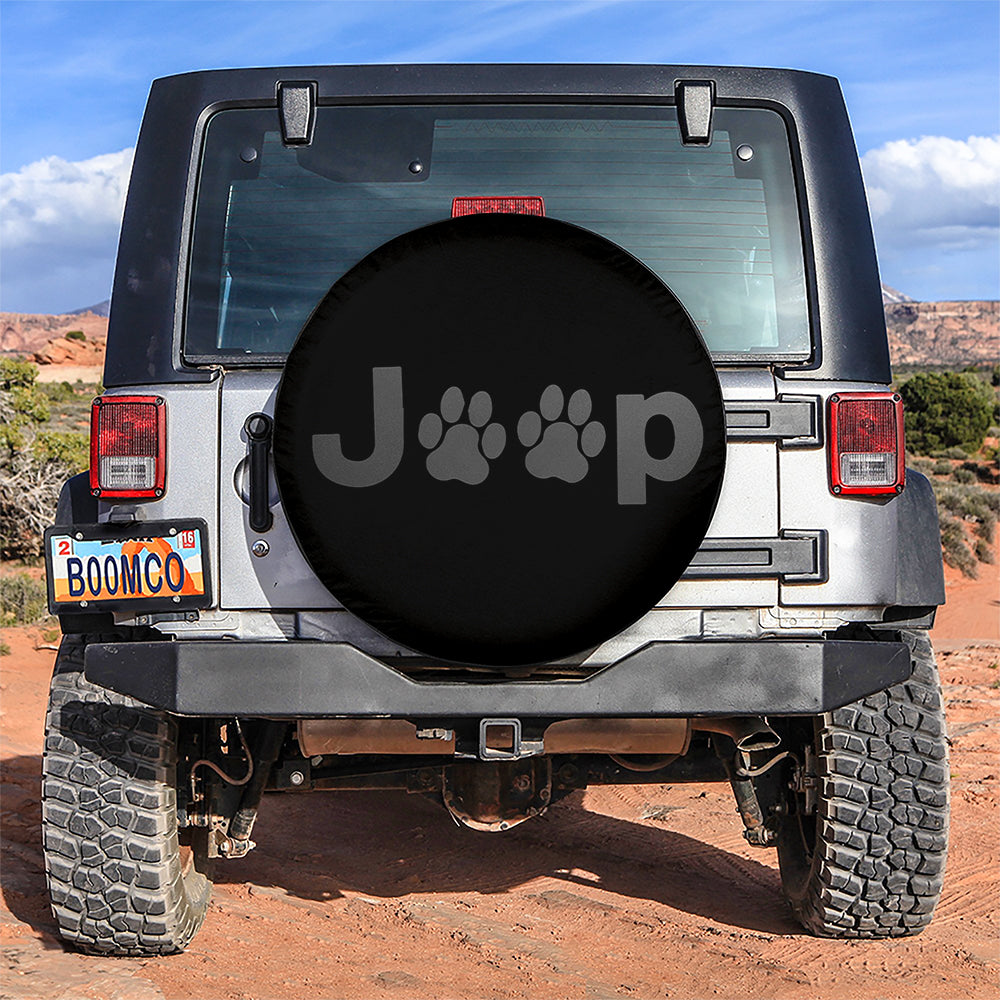 Grey Jeep Side Fender Dog Paws Car Spare Tire Covers Gift For Campers Nearkii