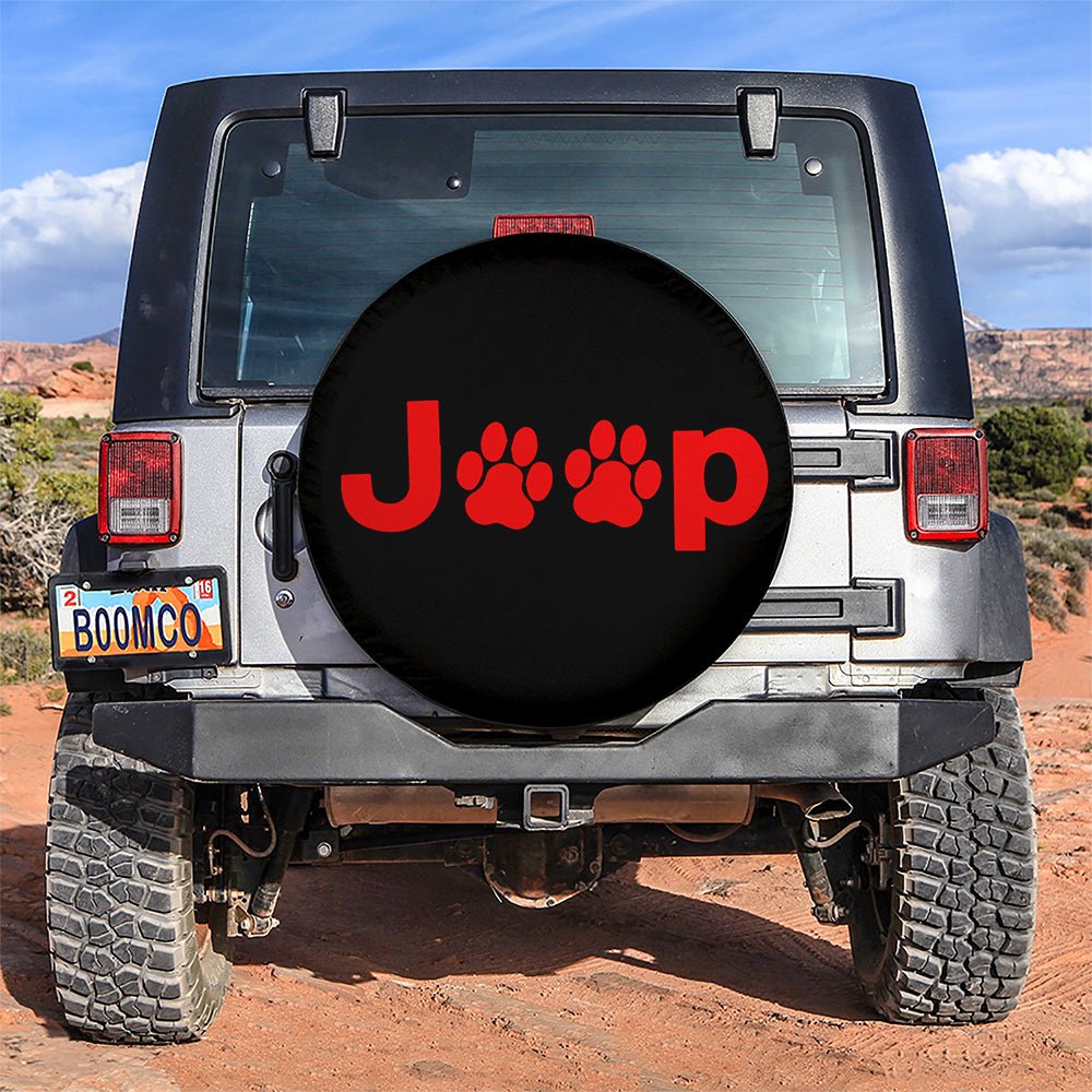 Red Jeep Side Fender Dog Paws Car Spare Tire Covers Gift For Campers Nearkii