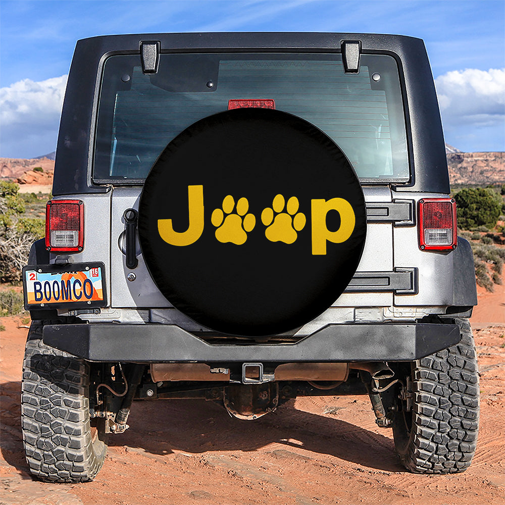 Yellow Jeep Side Fender Dog Paws Car Spare Tire Covers Gift For Campers Nearkii