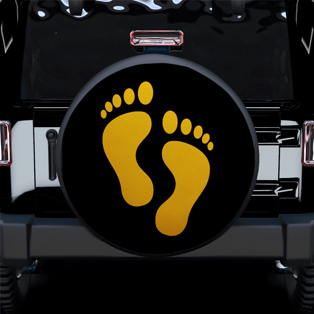 Yellow Print Foot Jeep Car Spare Tire Covers Gift For Campers Nearkii