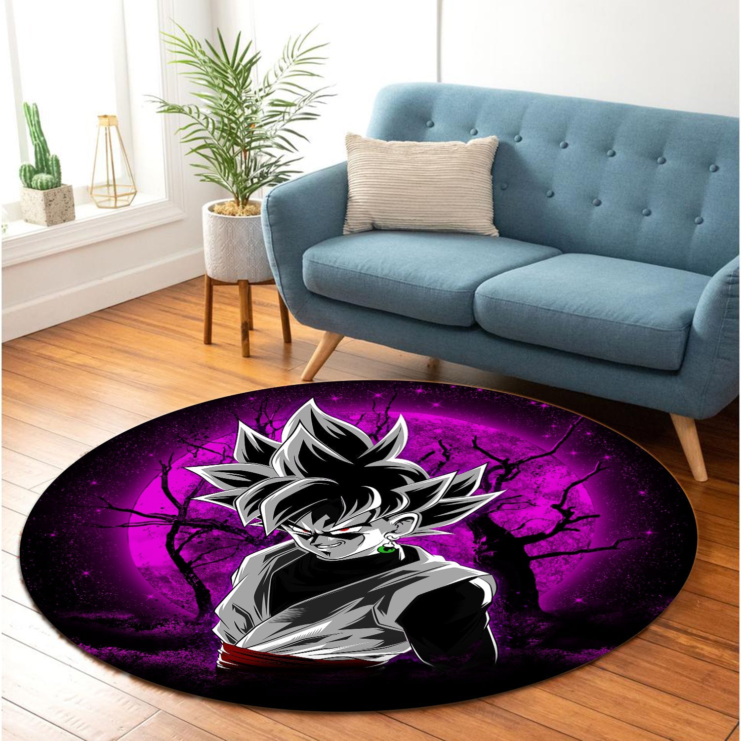 Goku Black Moonlight Round Carpet Rug Bedroom Livingroom Home Decor Nearkii