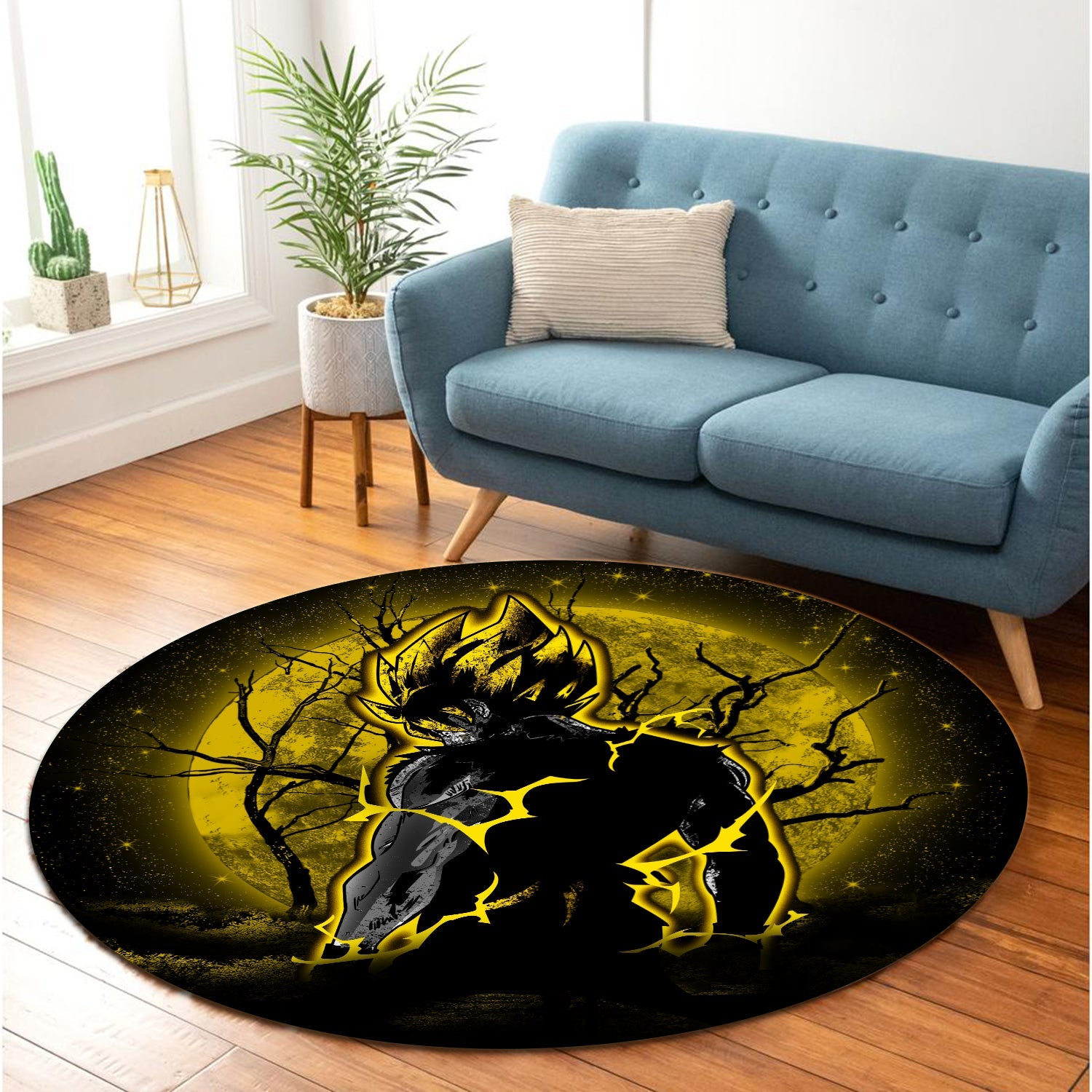 Goku Super Saiyan Moonlight Round Carpet Rug Bedroom Livingroom Home Decor Nearkii