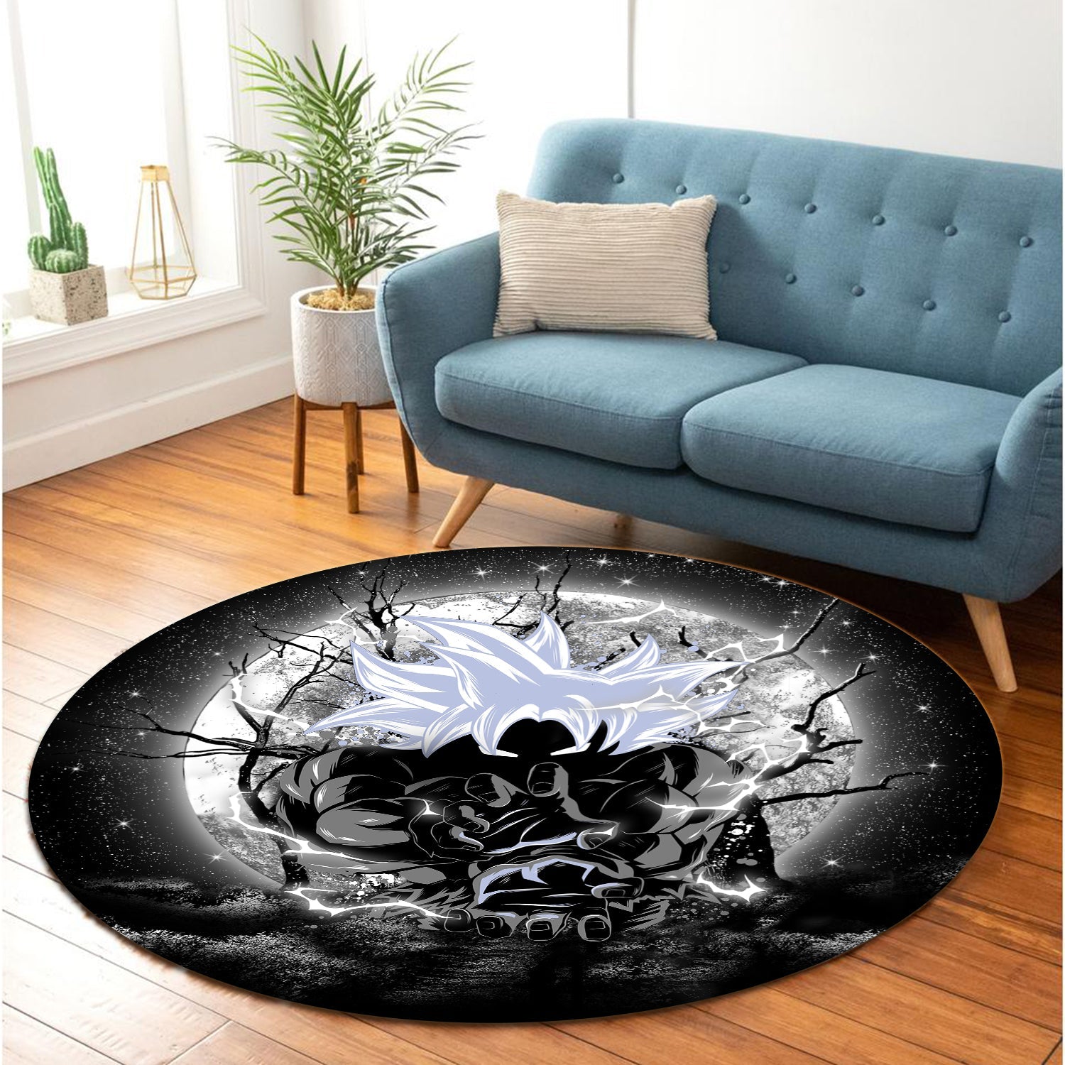 Goku Ultra Instinct Dragon Ball Moonlight Round Carpet Rug Bedroom Livingroom Home Decor Nearkii