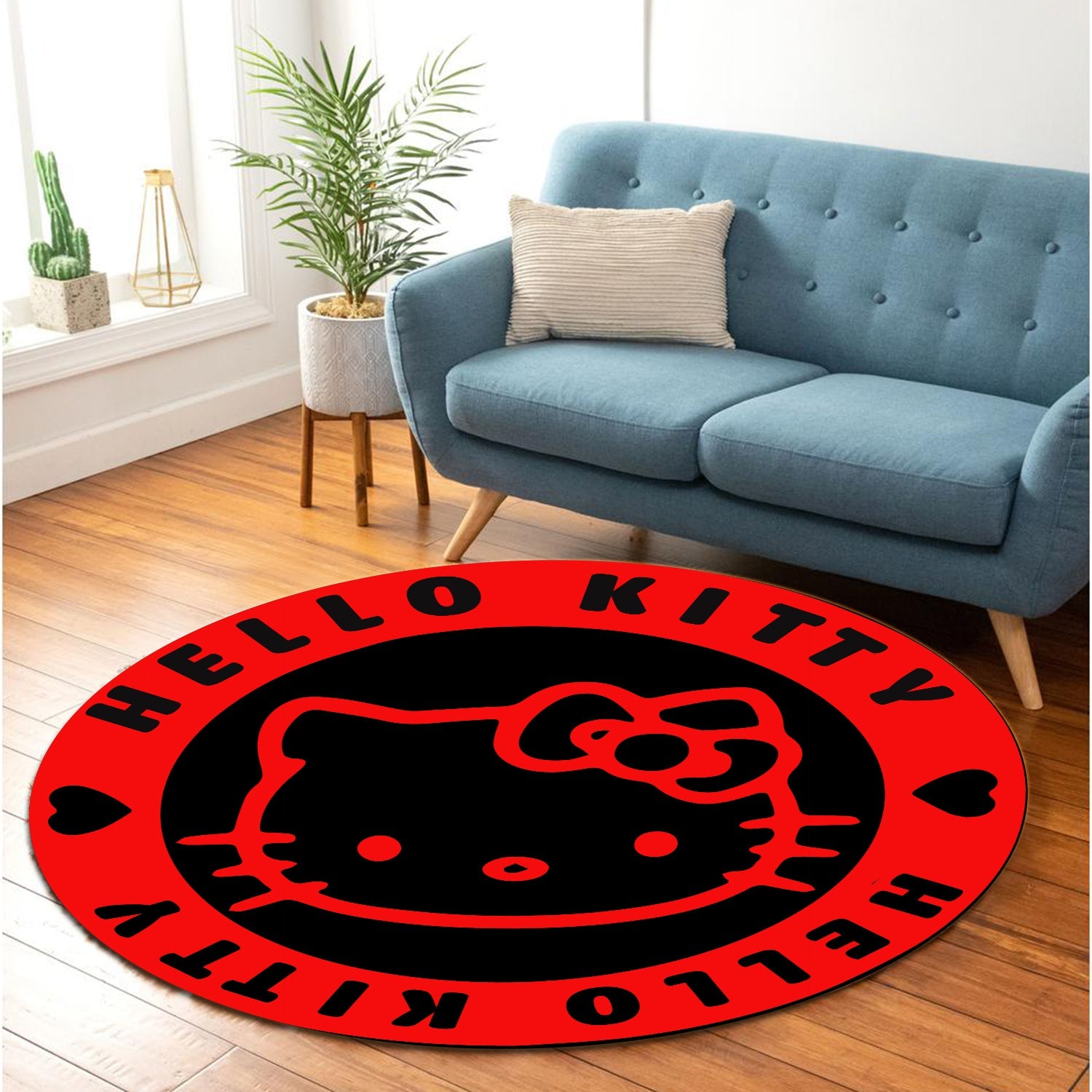 Hello Kitty Red Round Carpet Rug Bedroom Livingroom Home Decor Nearkii