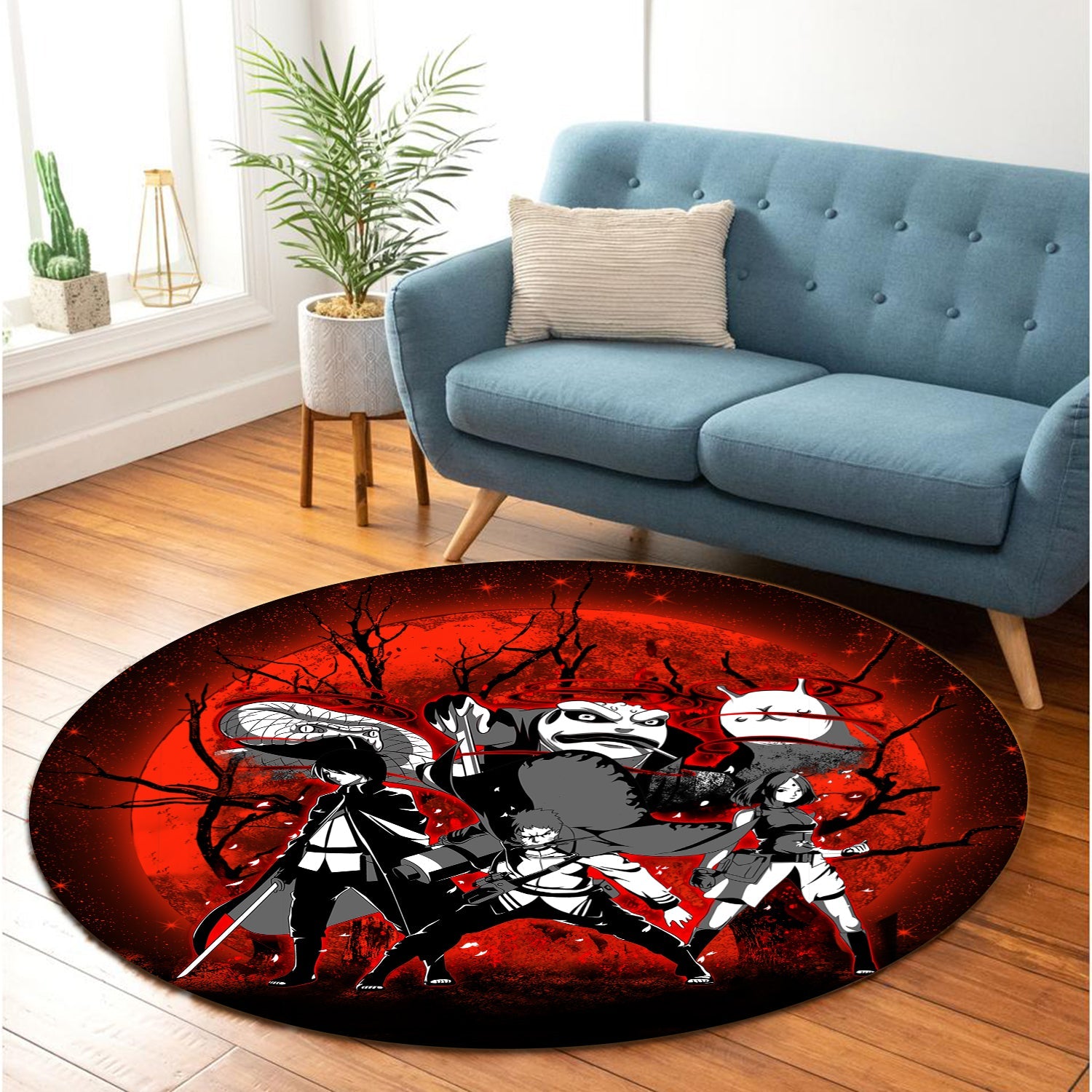 Naruto Sasuke Sakura Team 7 Moonlight Round Carpet Rug Bedroom Livingroom Home Decor Nearkii