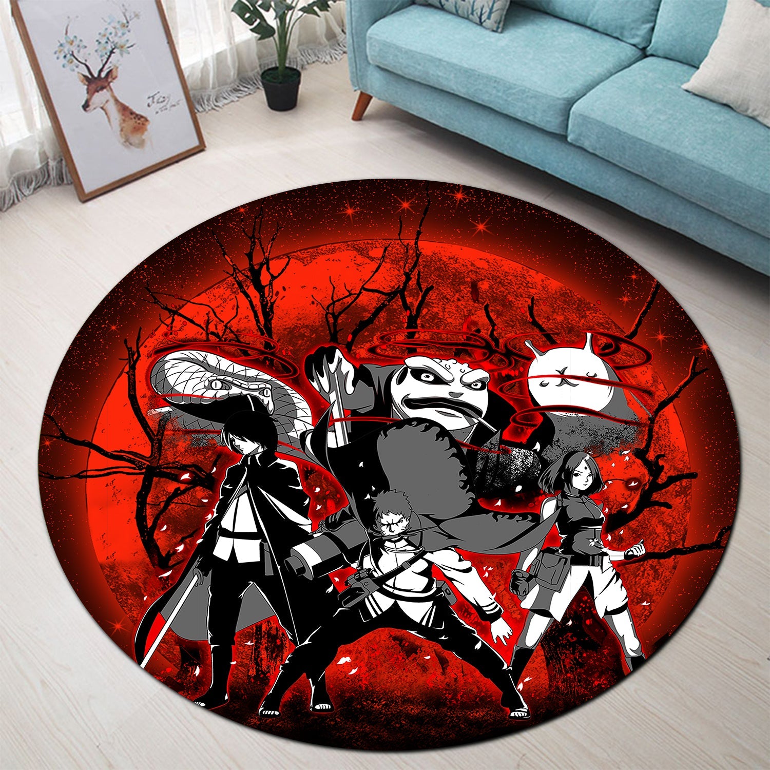 Naruto Sasuke Sakura Team 7 Moonlight Round Carpet Rug Bedroom Livingroom Home Decor Nearkii