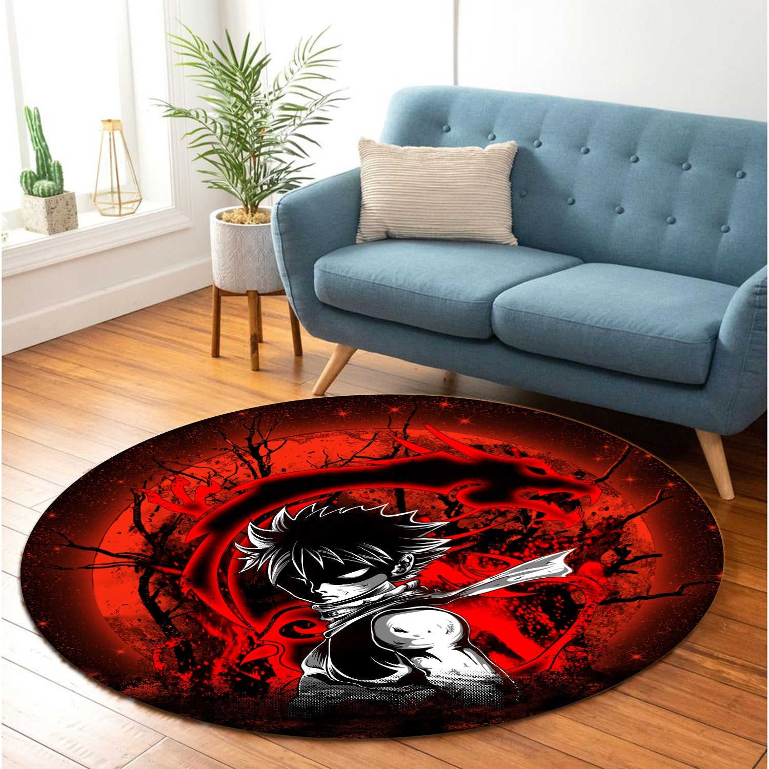 Natsu Dragonee Fairy Tale Moonlight Round Carpet Rug Bedroom Livingroom Home Decor Nearkii