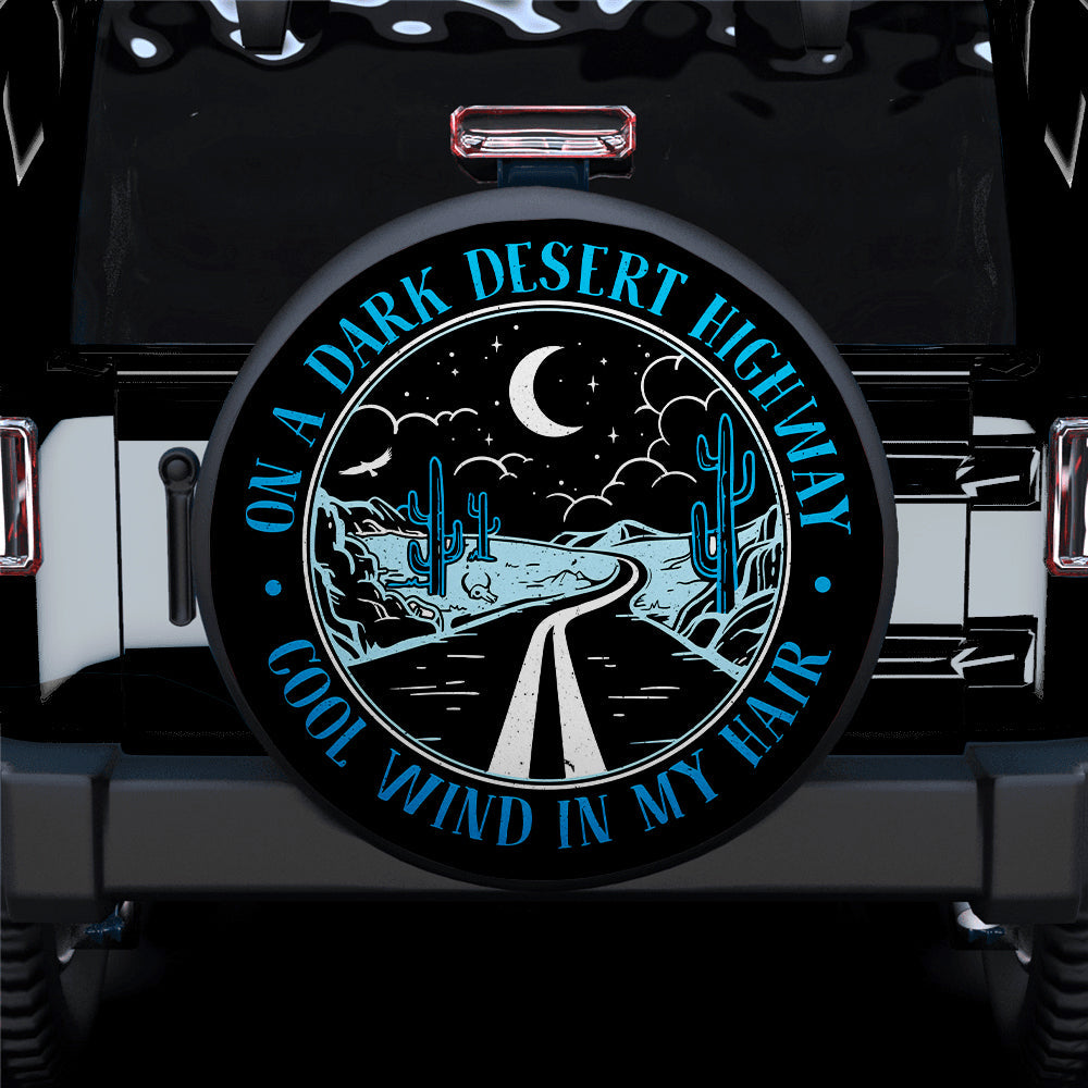 On A Dark Desert Highway Blue Jeep Car Spare Tire Covers Gift For Campers Nearkii