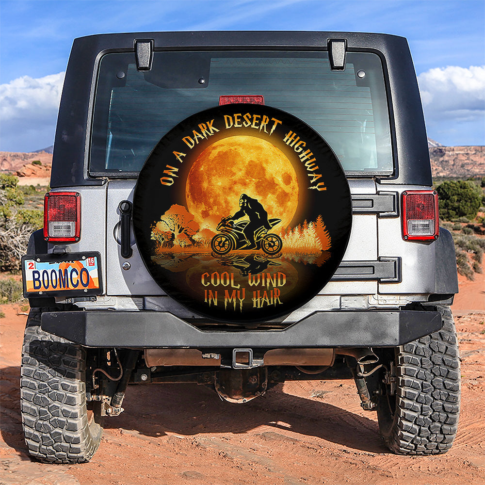 Bigfoot Sasquatch On A Dark Desert Highway Cool Wind In My Hair Jeep Car Spare Tire Covers Gift For Campers Nearkii