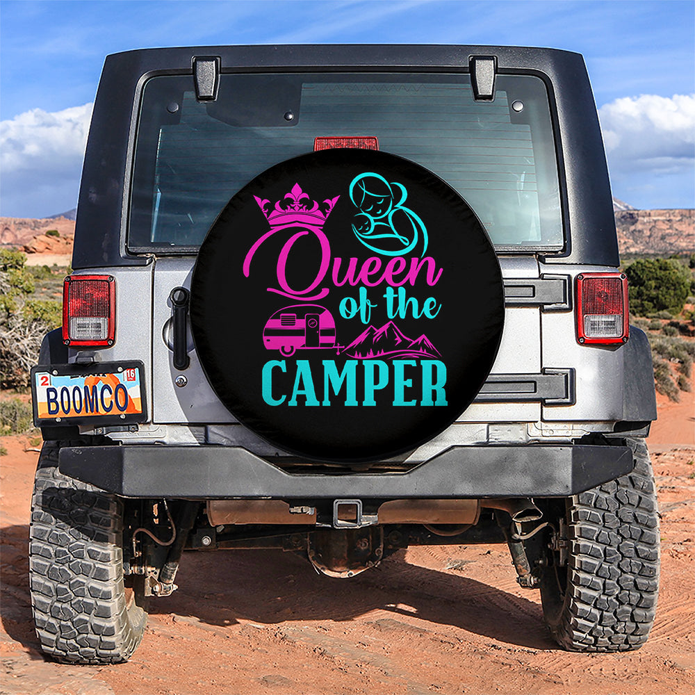 Queen Of The Camper Caravan Jeep Car Spare Tire Covers Gift For Campers Nearkii