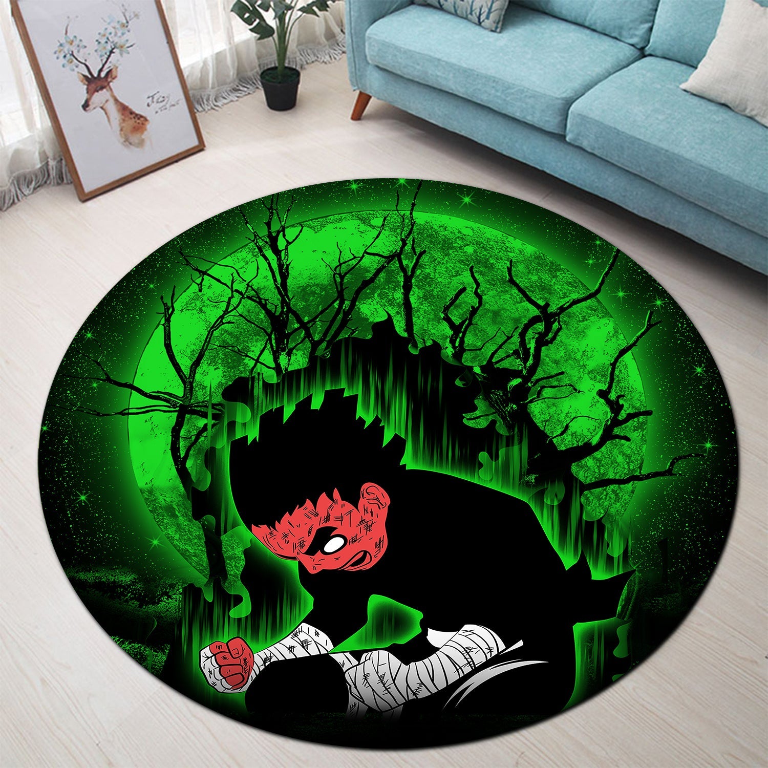 Rock Lee Power Up Moonlight Round Carpet Rug Bedroom Livingroom Home Decor Nearkii