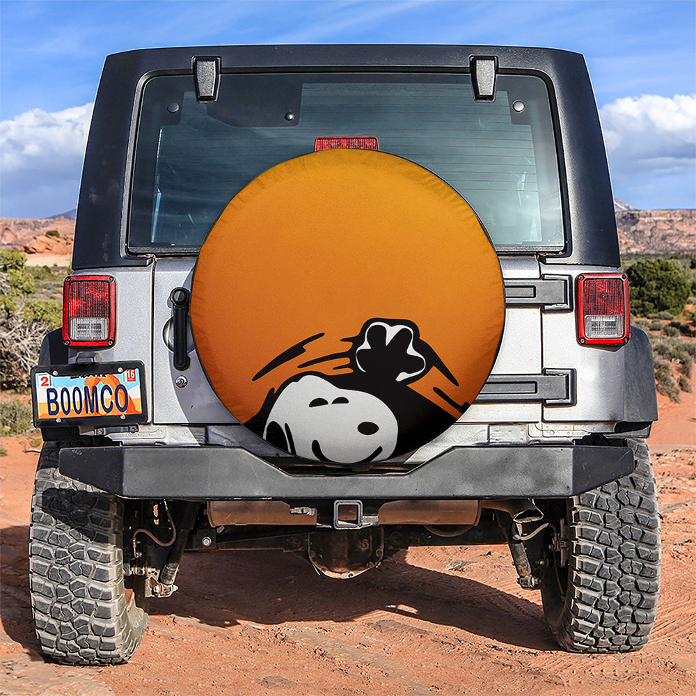 Orange Snoopy Peek A Boo Funny Jeep Car Spare Tire Covers Gift For Campers Nearkii