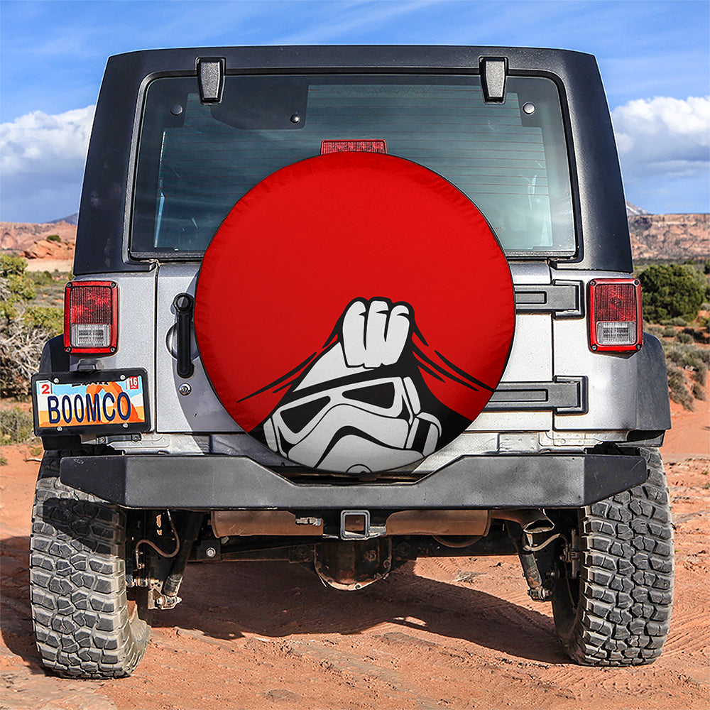 Stormtrooper Peek A Boo Funny Red Jeep Car Spare Tire Covers Gift For Campers Nearkii