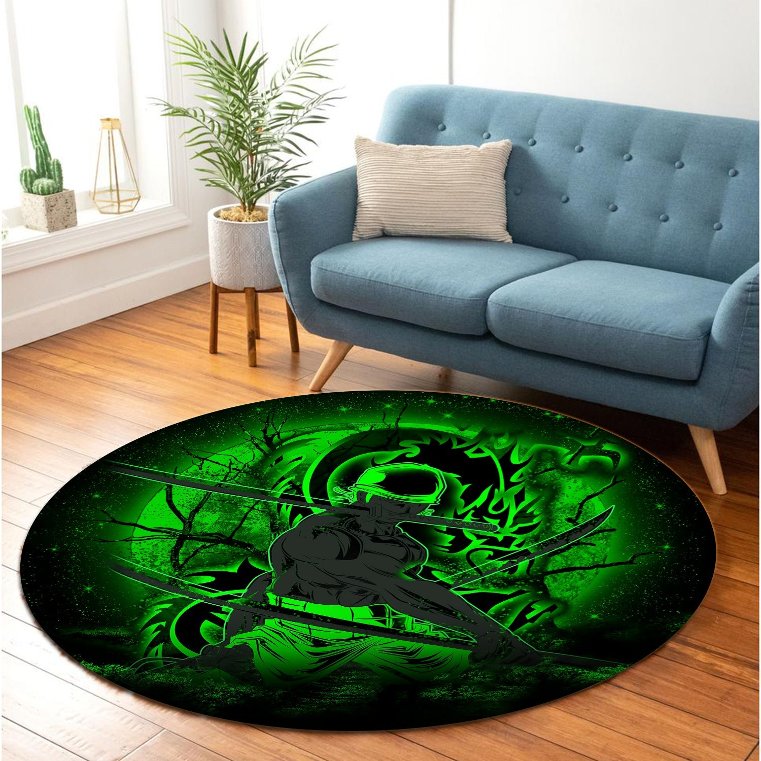 Zoro One Piece Moonlight Round Carpet Rug Bedroom Livingroom Home Decor Nearkii