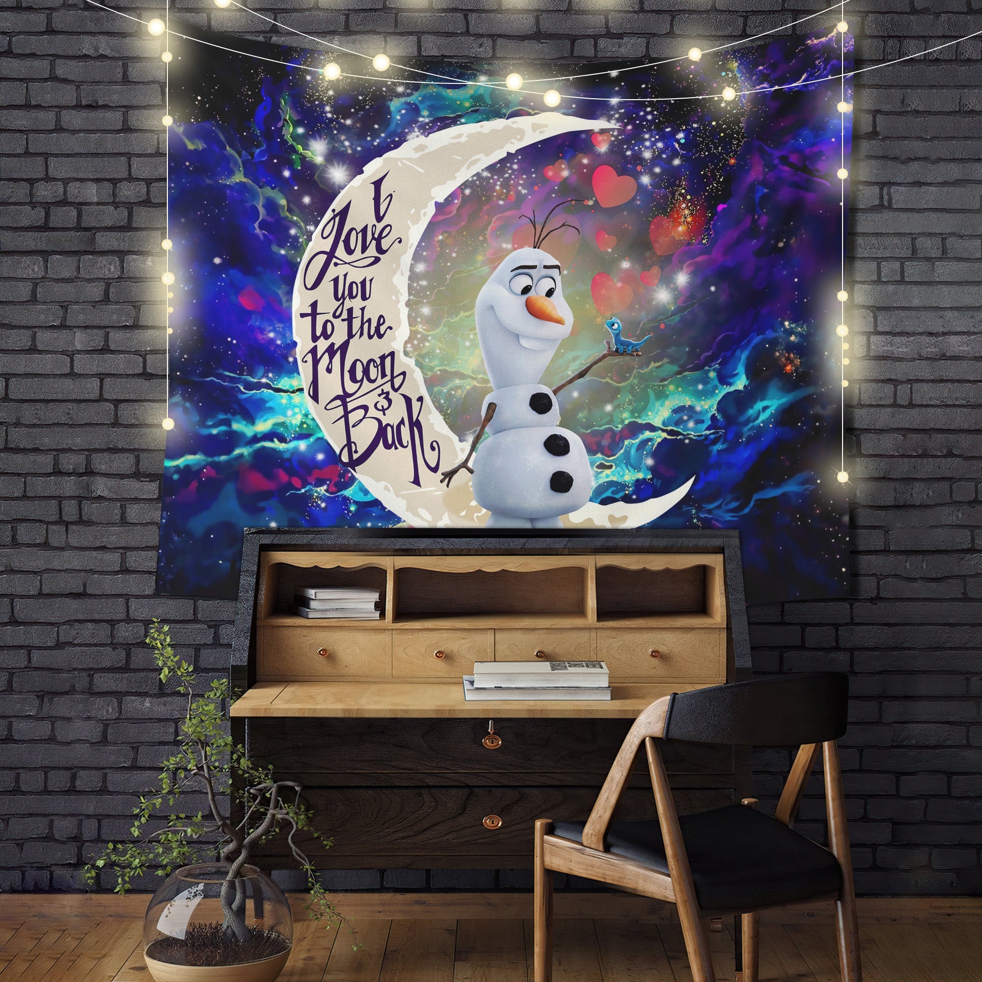 Olaf Frozen Love Moon And Back Tapestry Room Decor Nearkii