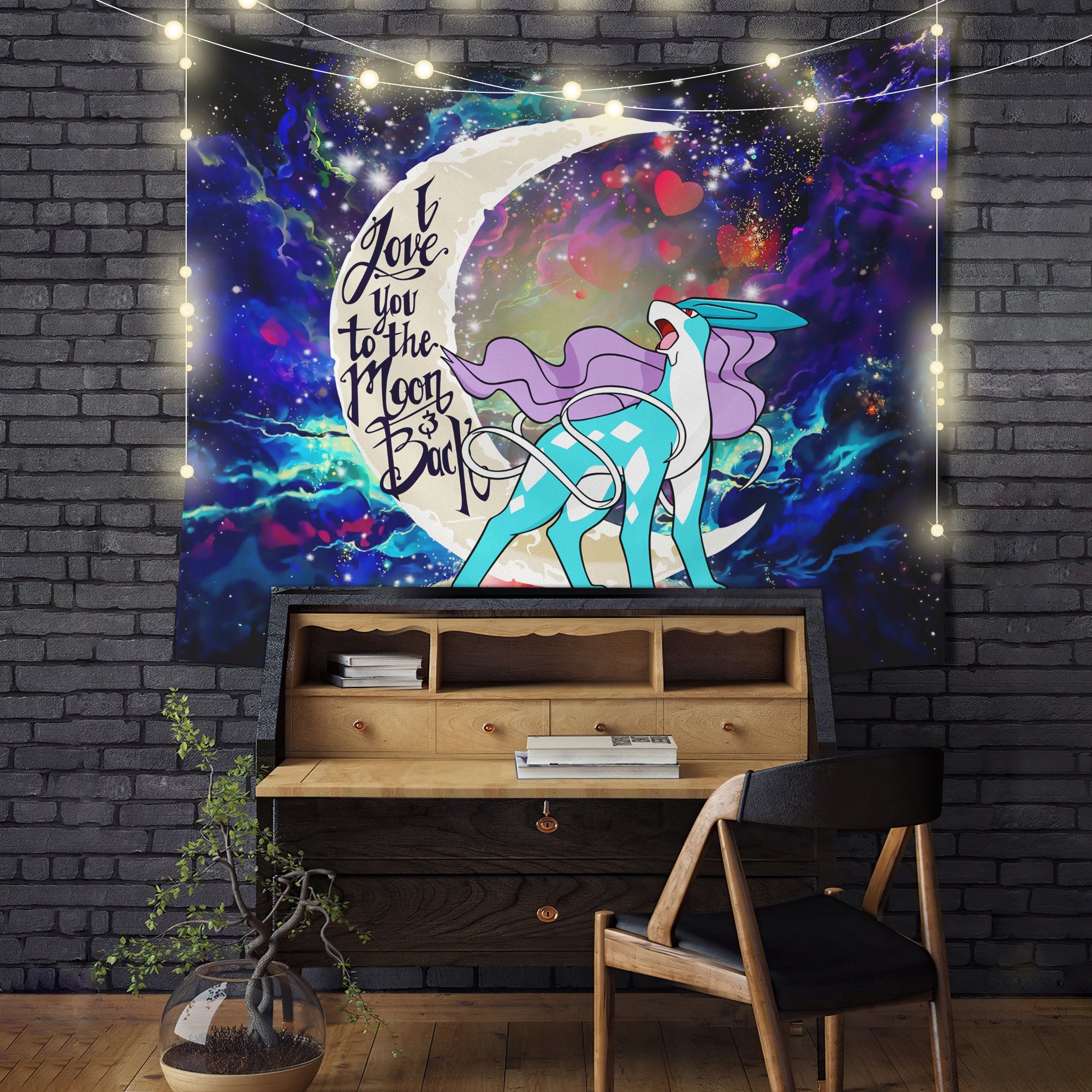 Suicune Pokemon Legendary Love You To The Moon Galaxy Tapestry Room Decor Nearkii