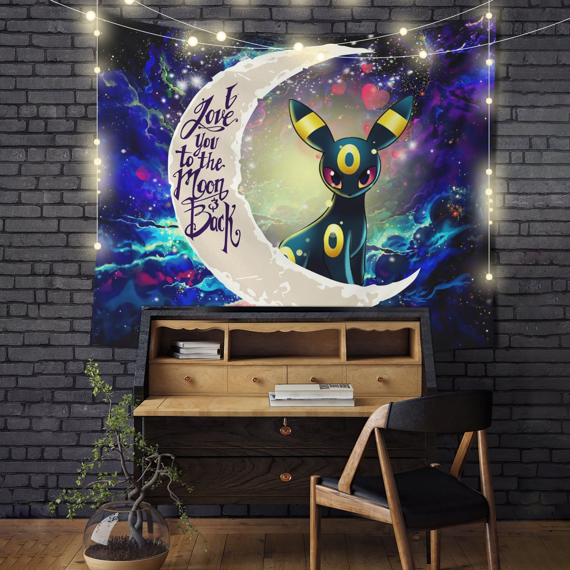 Umbreon Eevee Evolution Pokemon Love You To The Moon Galaxy Tapestry Room Decor Nearkii