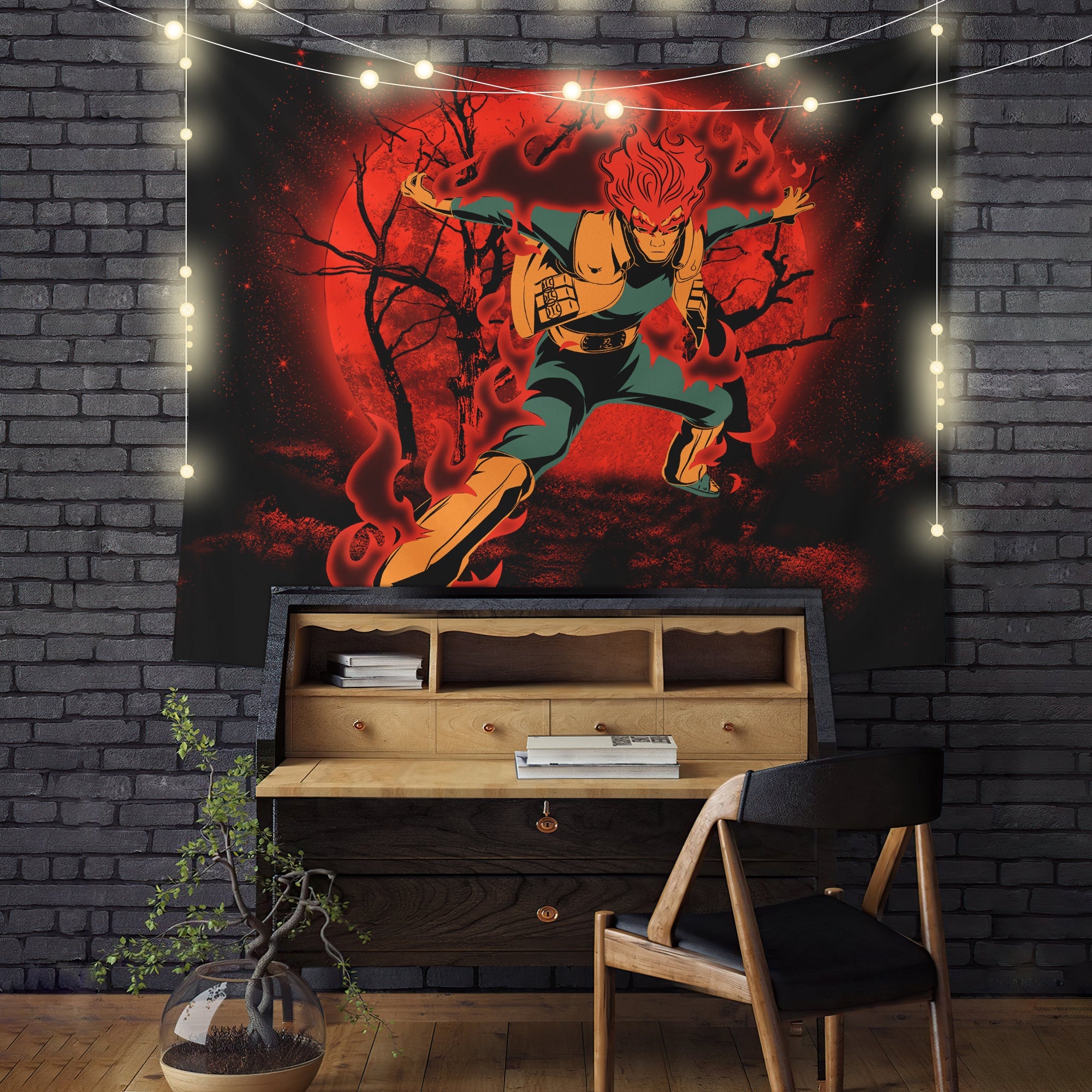 Gai Naruto Eight Gate Mode Moonlight Tapestry Room Decor Nearkii