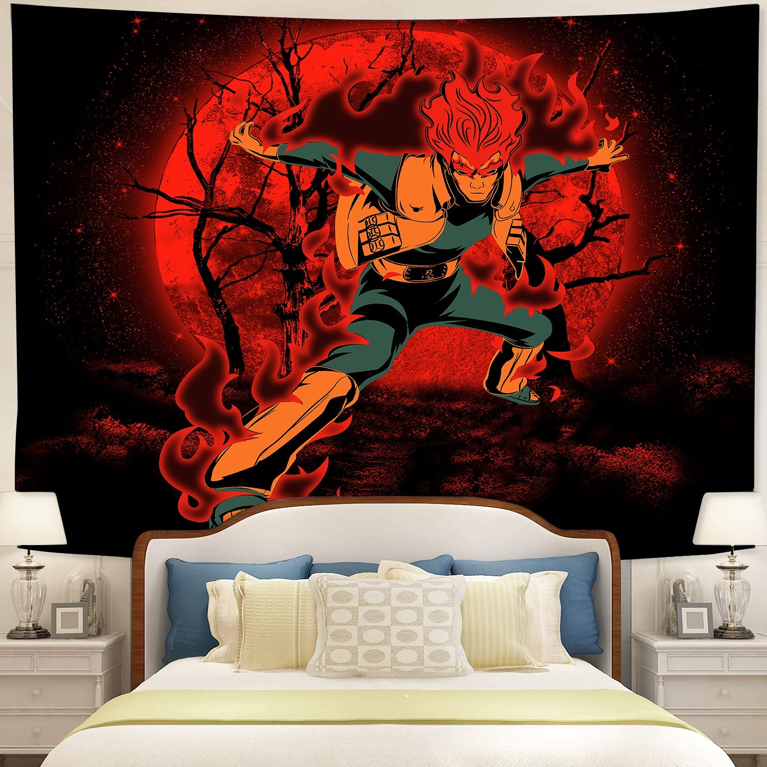 Gai Naruto Eight Gate Mode Moonlight Tapestry Room Decor Nearkii