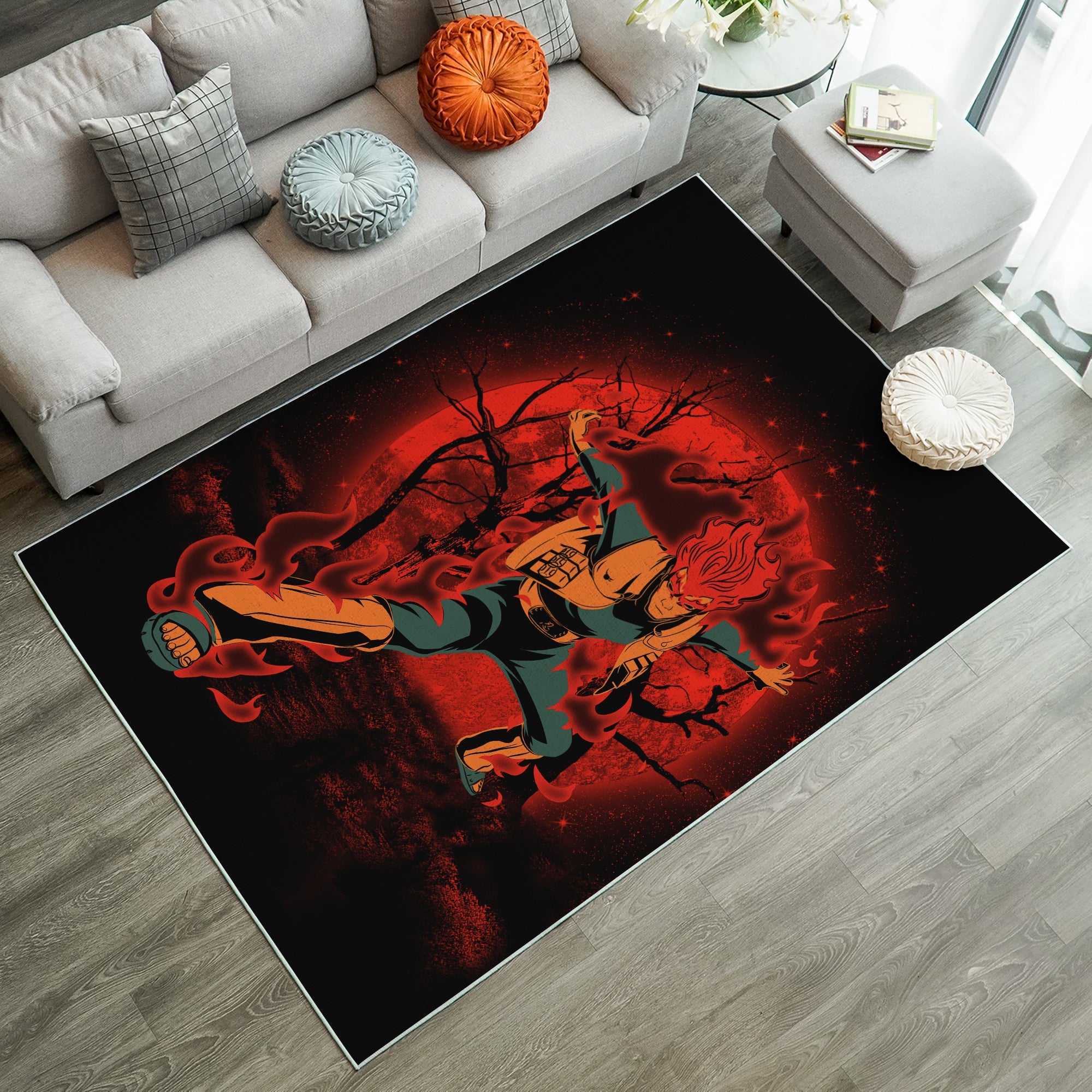 Gai Naruto Eight Gate Mode Moonlight Rug Carpet Rug Home Room Decor Nearkii