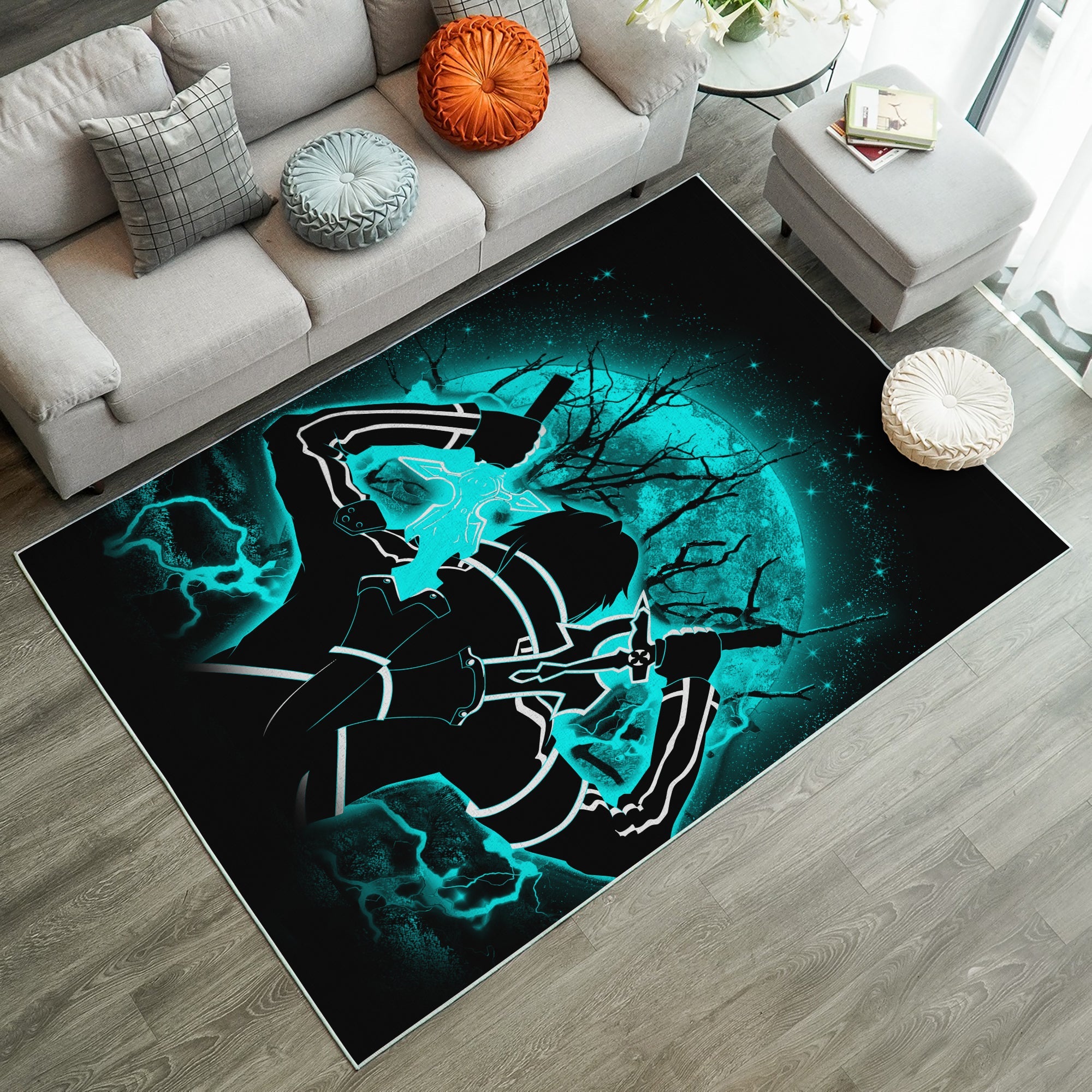 Kirito Sword Art Online SAO Moonlight Rug Carpet Rug Home Room Decor Nearkii