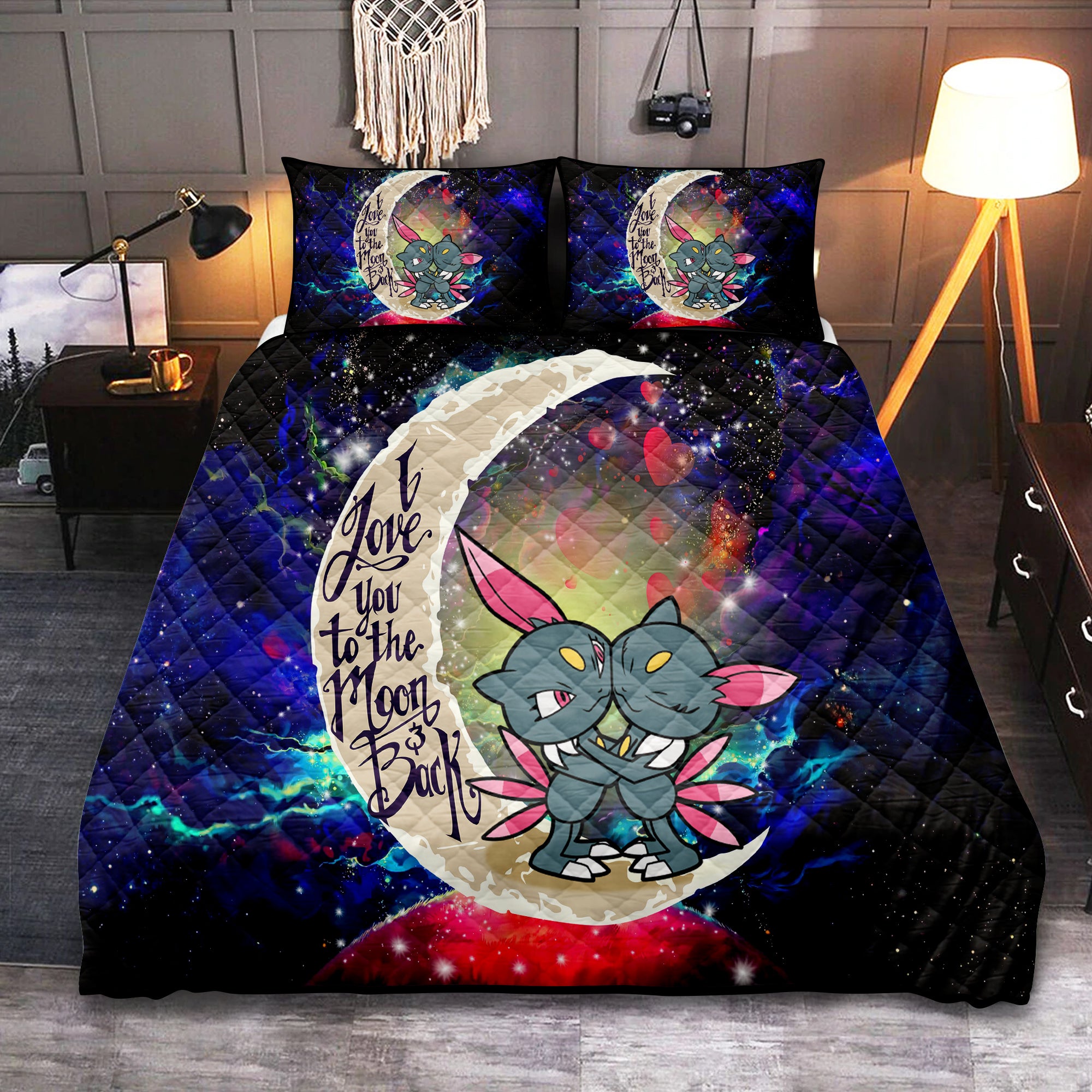 Pokemon Couple Love You To The Moon Galaxy Quilt Bed Sets Nearkii