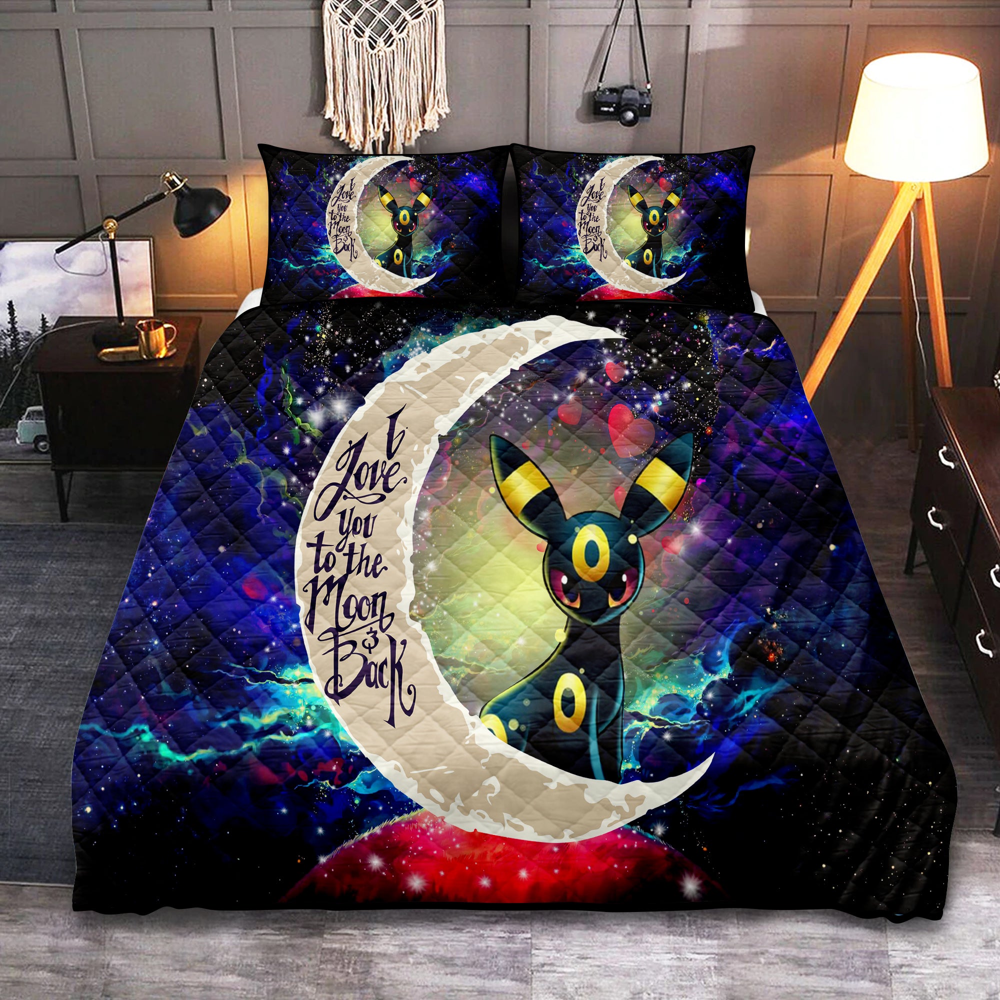 Umbreon Eevee Evolution Pokemon Love You To The Moon Galaxy Quilt Bed Sets Nearkii