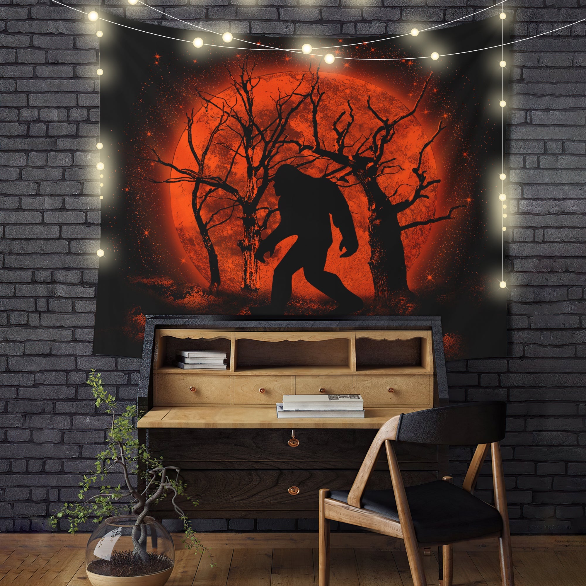 Bigfoot Silhouette Moonlight Tapestry Room Decor Nearkii