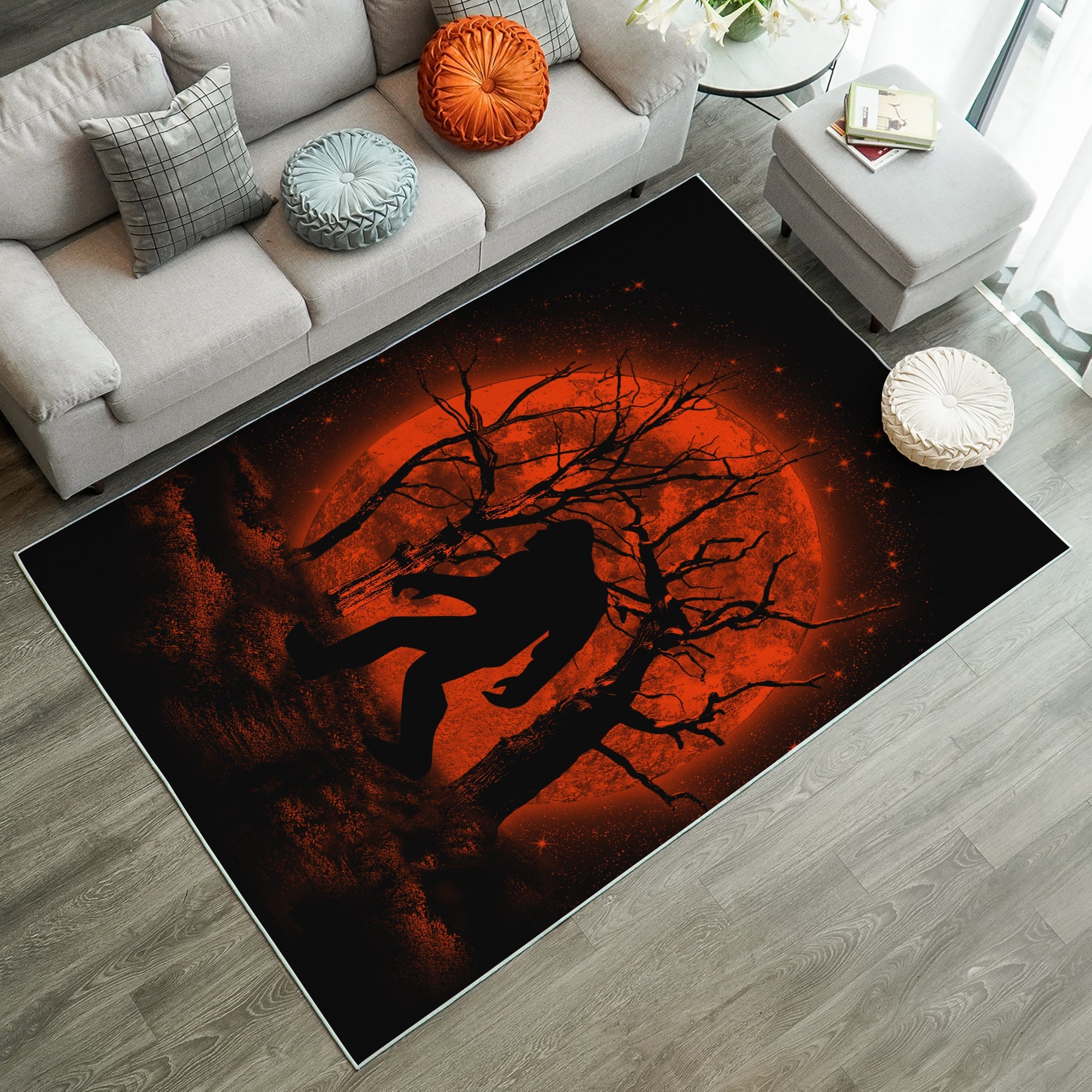 Bigfoot Silhouette Moonlight Rug Carpet Rug Home Room Decor Nearkii